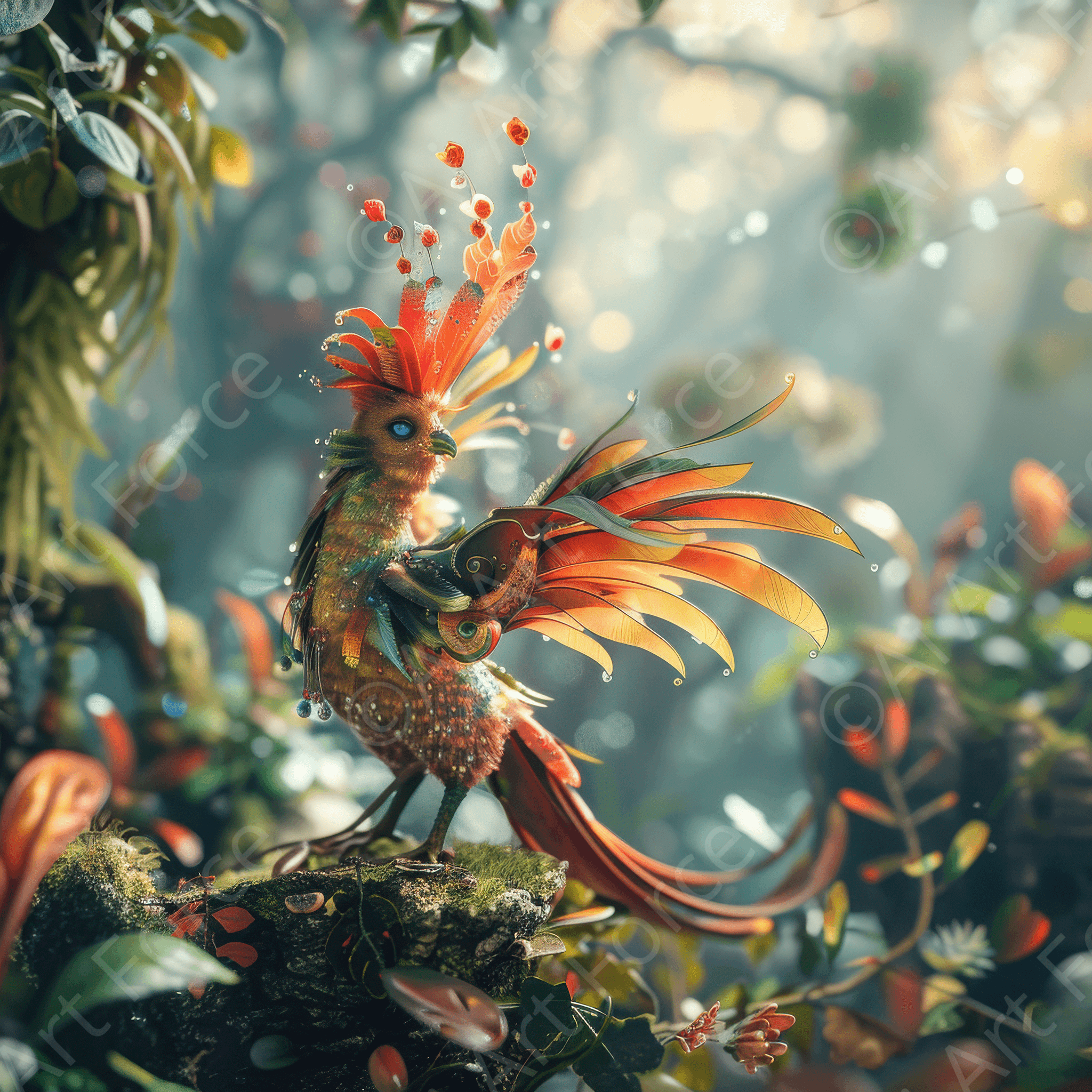 Digital Ai Artwork, of Amazing fantasy world with fantasy creatures 55m birds 6, ideal for art enthusiasts and collectors.
