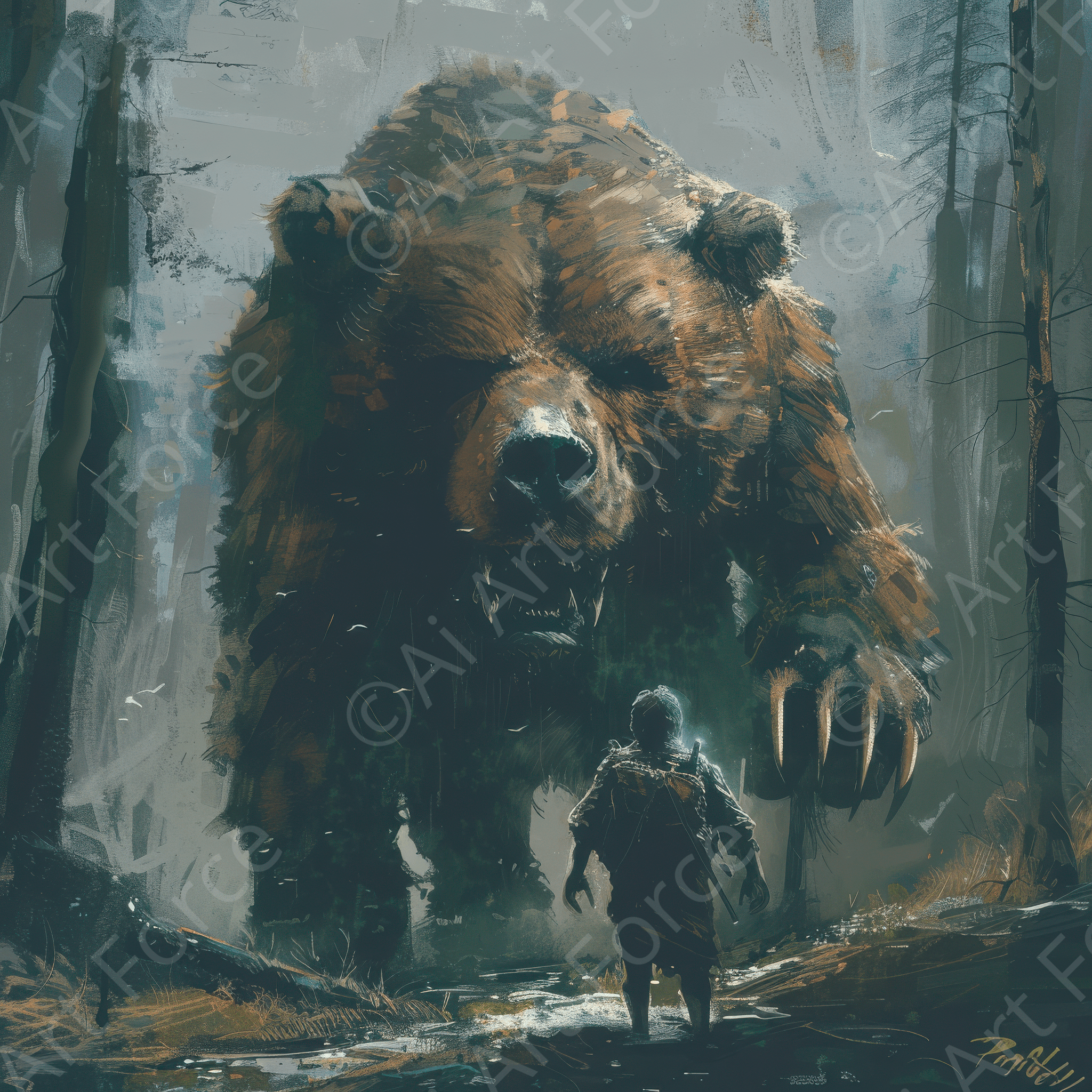Digital Ai Artwork, of Bear Fantasy Talk, ideal for art enthusiasts and collectors.