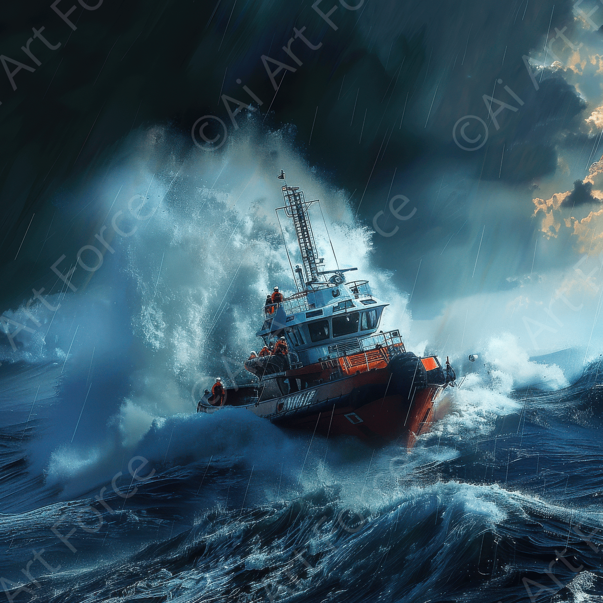 Digital Ai Artwork, of Business Work Mood Maker 1 resque boat, ideal for art enthusiasts and collectors.