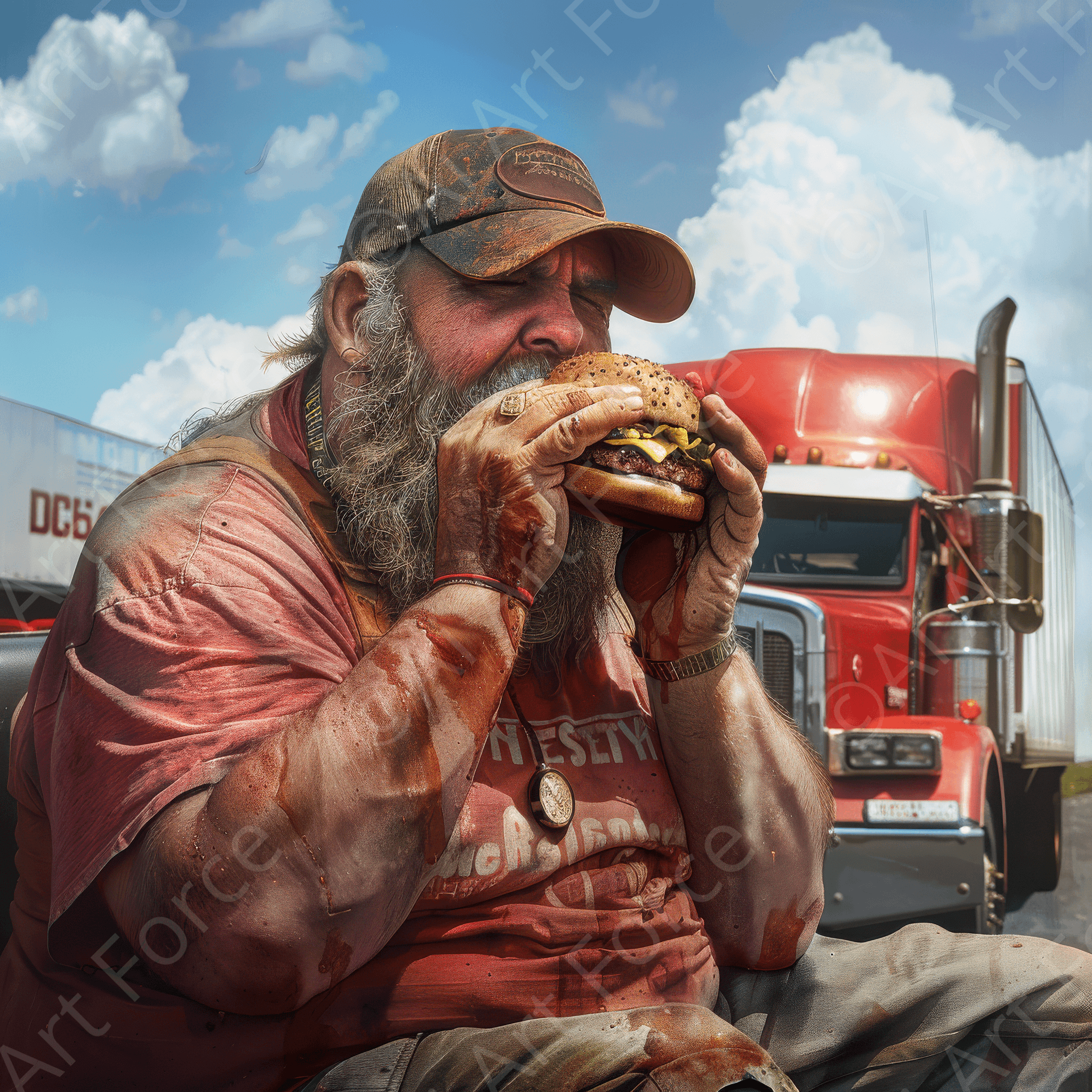 Digital Ai Artwork, of Business Work Mood Maker 1 truck driver, ideal for art enthusiasts and collectors.