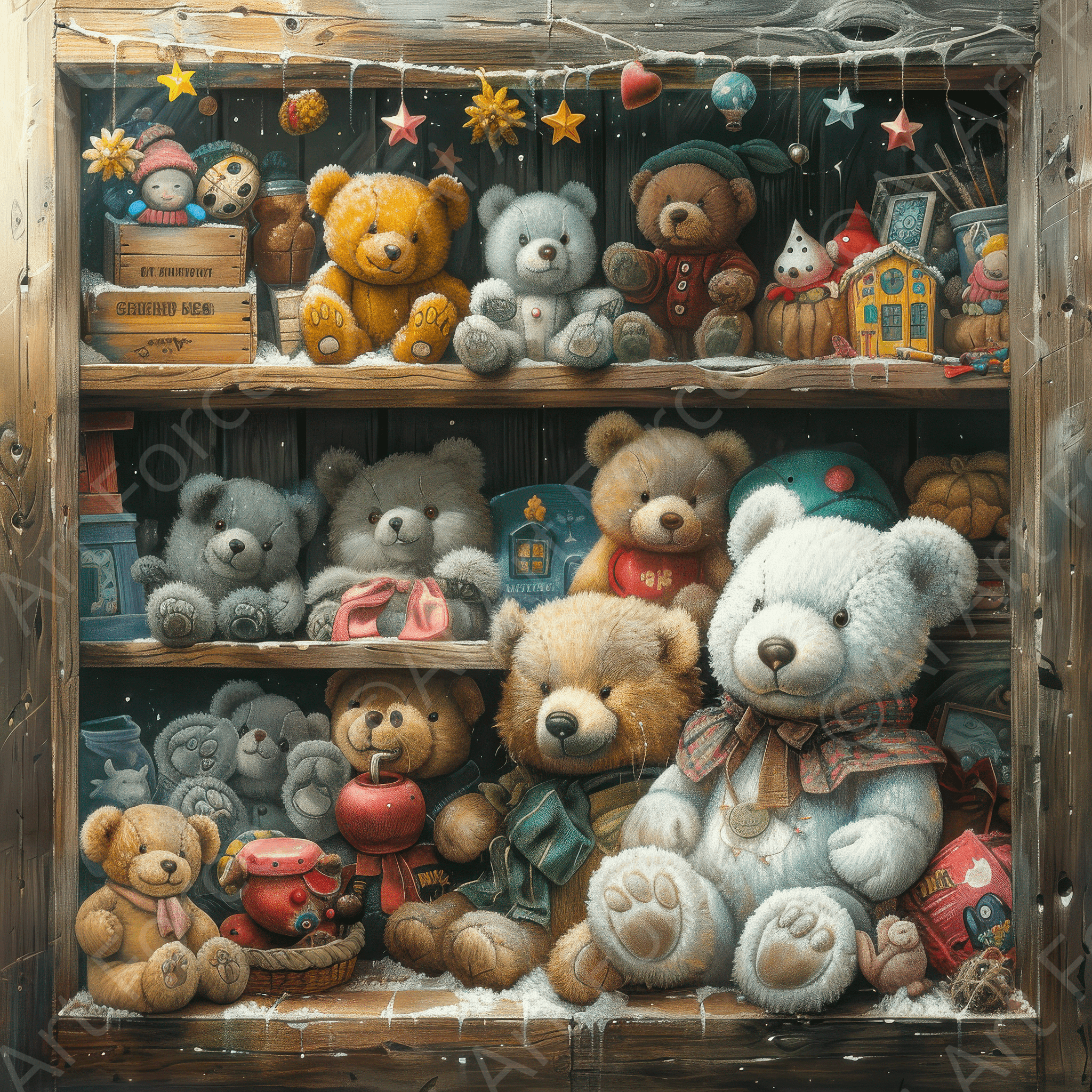 Digital Ai Artwork, of Children Kids Room Art Cozy Cuddle Bears 4, ideal for art enthusiasts and collectors.