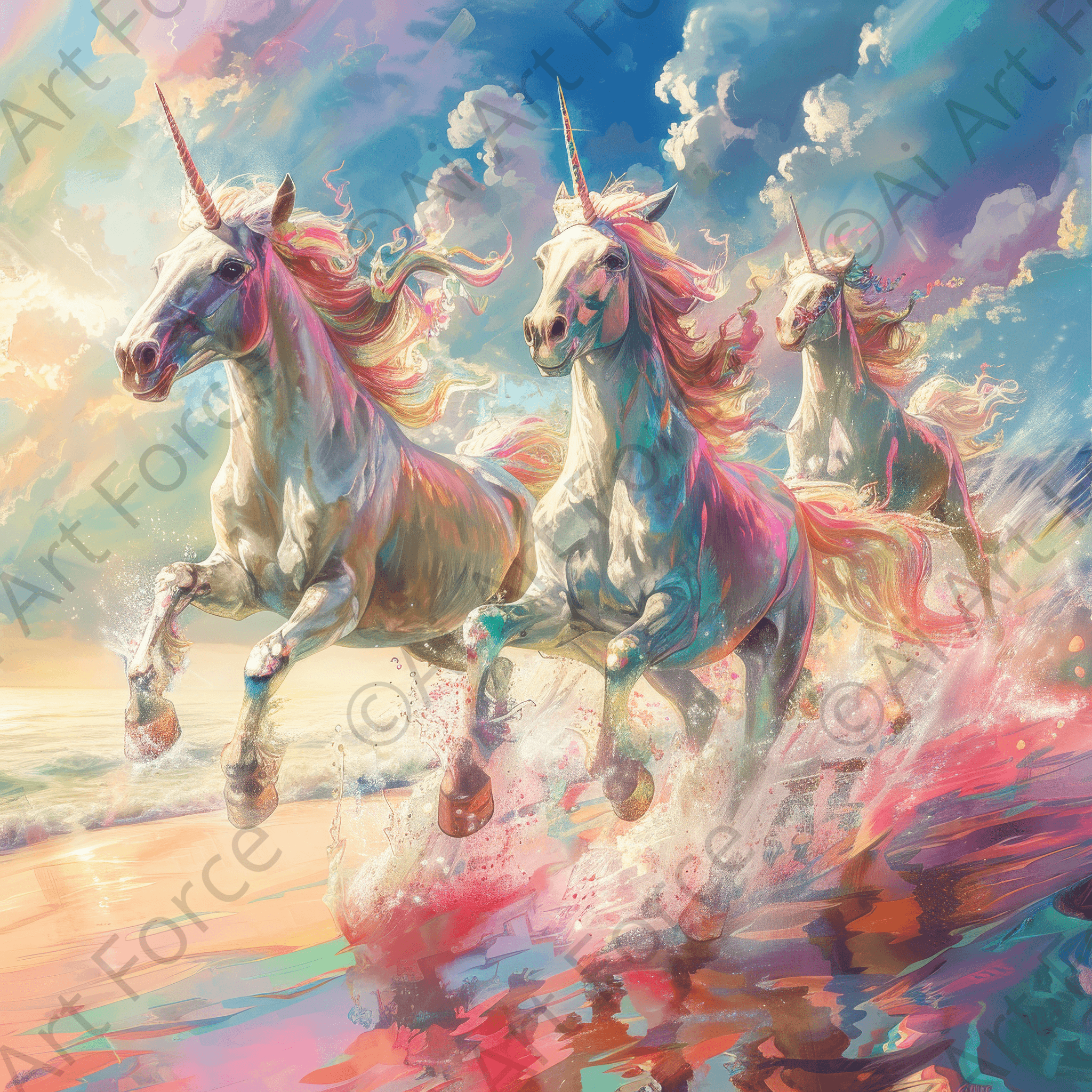 Digital Ai Artwork, of Children Kids Room Art Unicorn Fantasy 4, ideal for art enthusiasts and collectors.