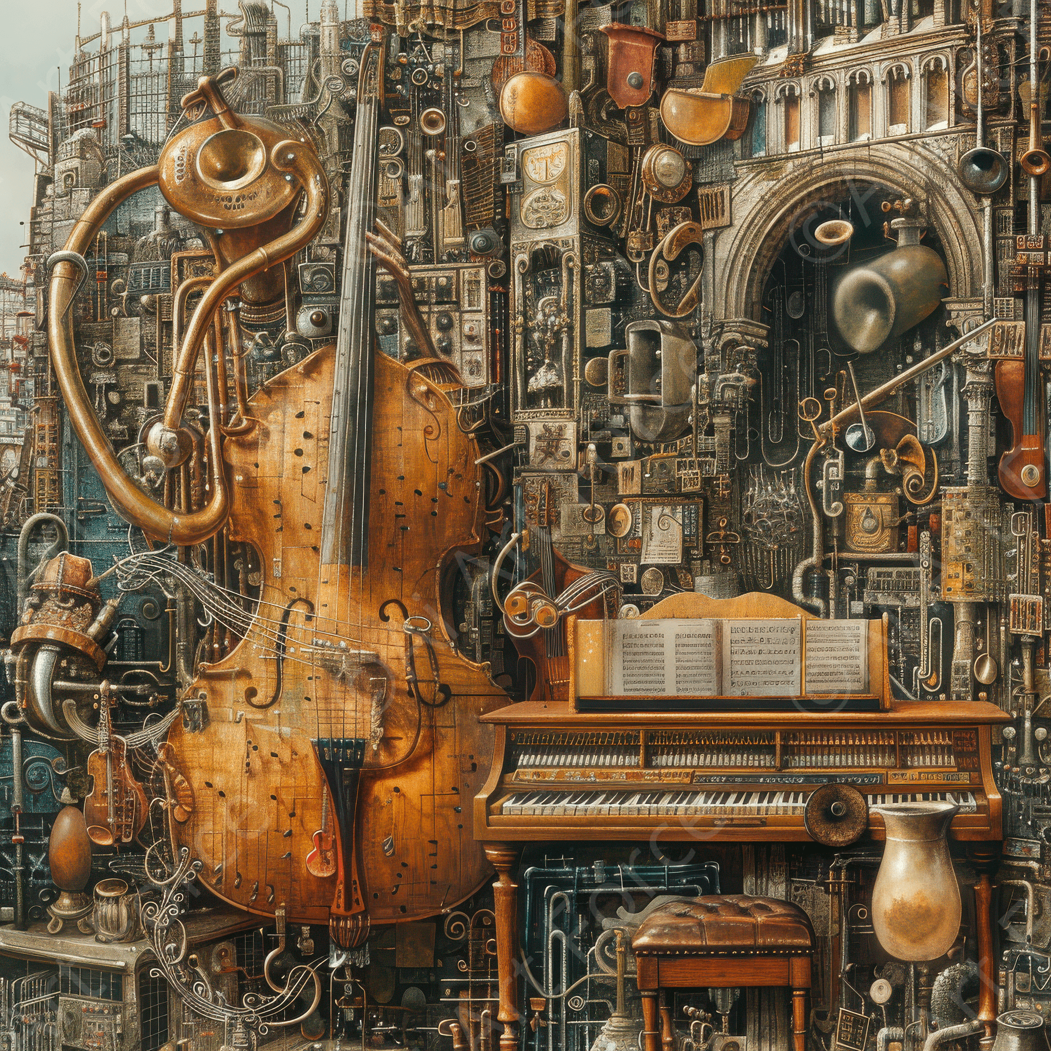 Digital Ai Artwork, of City of Music 2, ideal for art enthusiasts and collectors.