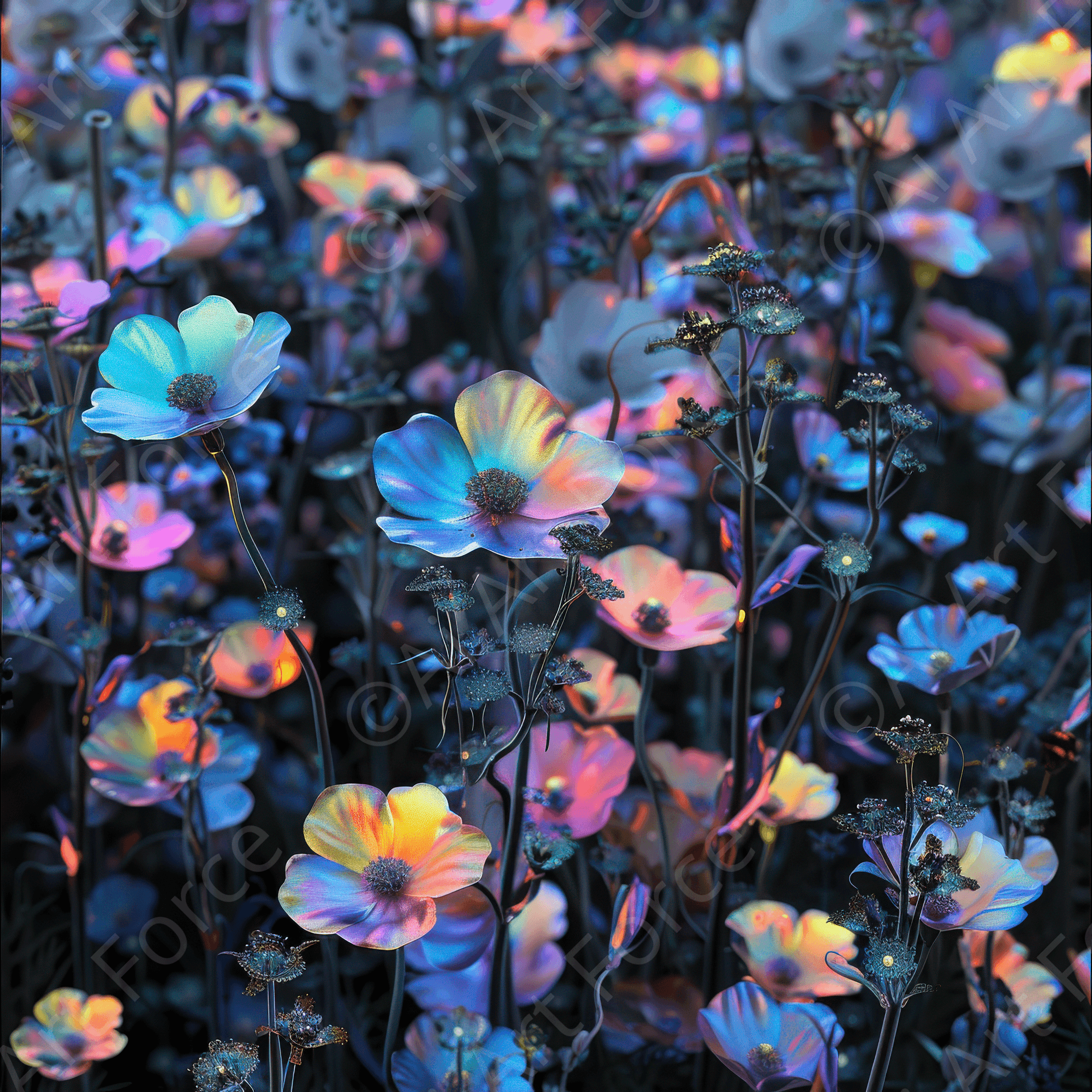 Digital Ai Artwork, of Colorfull Flower Art 15, ideal for art enthusiasts and collectors.