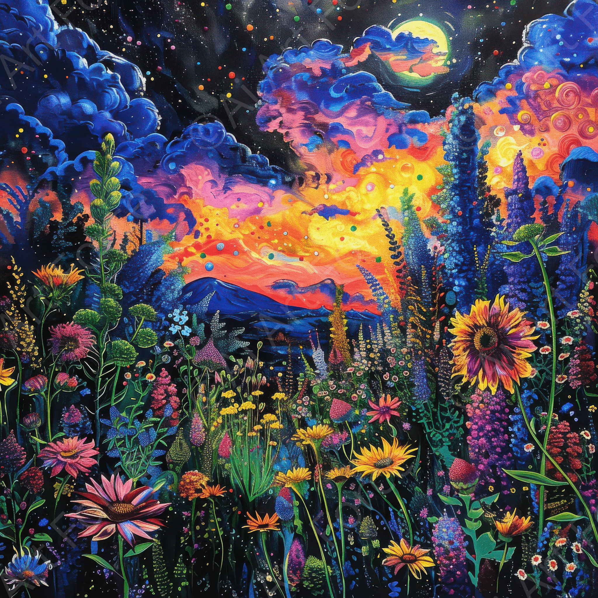 Digital Ai Artwork, of Colorfull Flower Art 3, ideal for art enthusiasts and collectors.