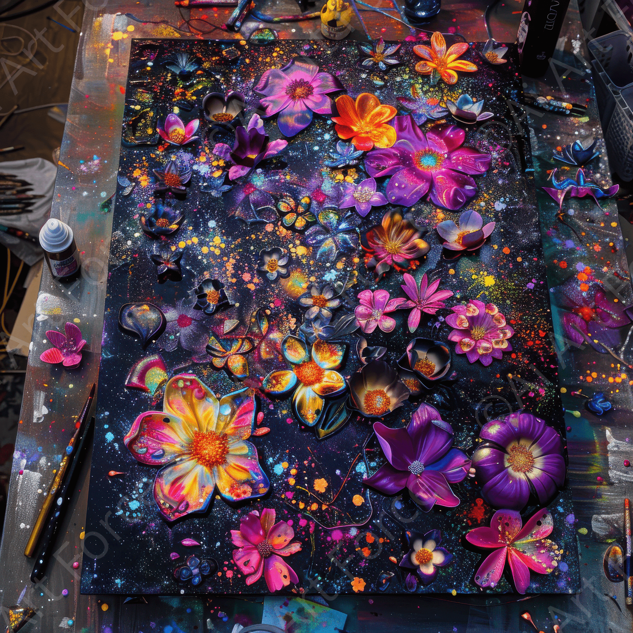 Digital Ai Artwork, of Colorfull Flower Art 4, ideal for art enthusiasts and collectors.