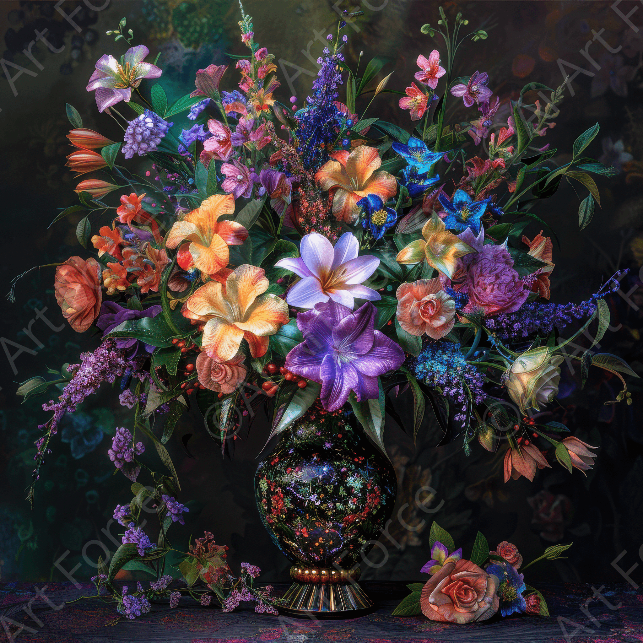 Digital Ai Artwork, of Colorfull Flower Art 7, ideal for art enthusiasts and collectors.