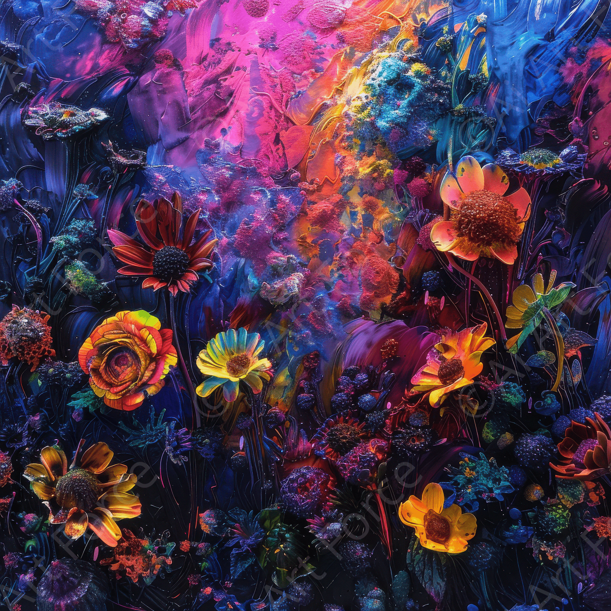 Digital Ai Artwork, of Colorfull Flower Art 8, ideal for art enthusiasts and collectors.