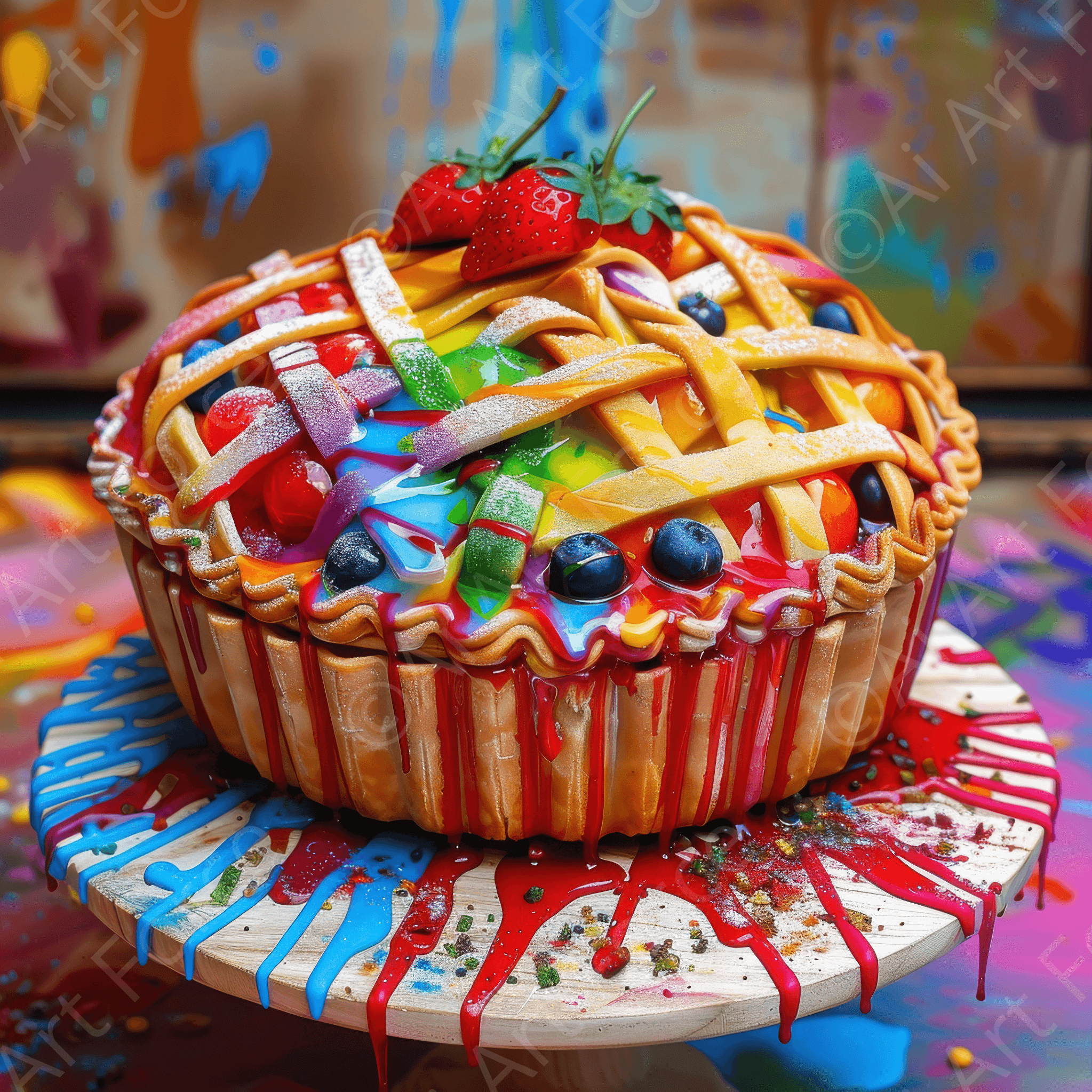 Digital Ai Artwork, of Colorfull pastry fruit pie 2, ideal for art enthusiasts and collectors.