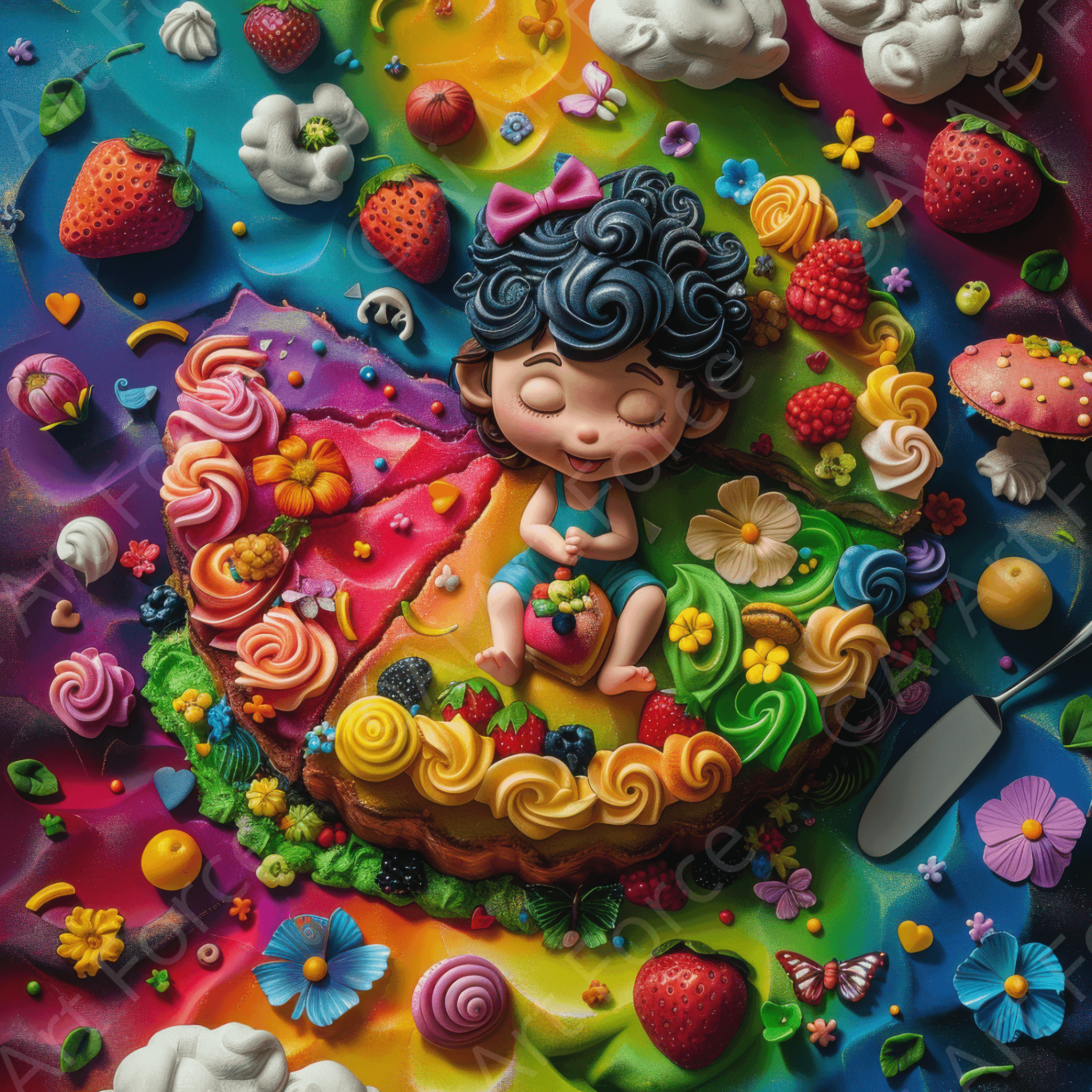 Digital Ai Artwork, of Colorfull pastry fruit pie 4, ideal for art enthusiasts and collectors.
