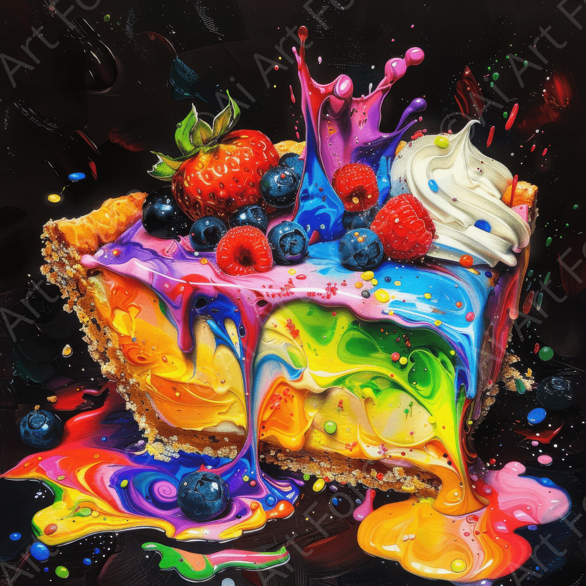Digital Ai Artwork, of Colorfull pastry fruit pie 5, ideal for art enthusiasts and collectors.