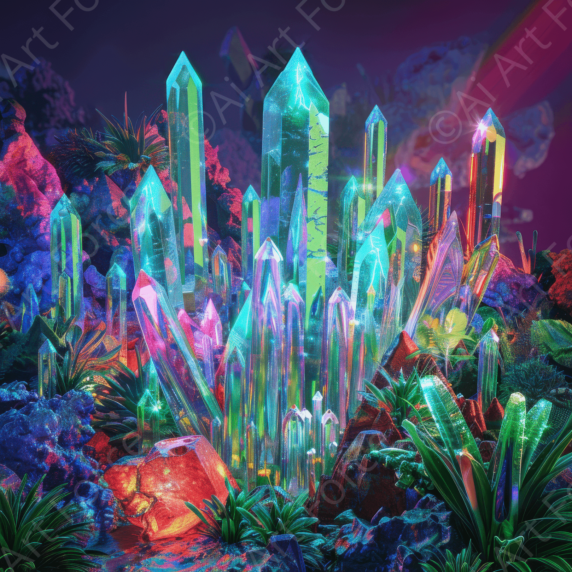 Digital Ai Artwork, of Crystal Fantasy, ideal for art enthusiasts and collectors.
