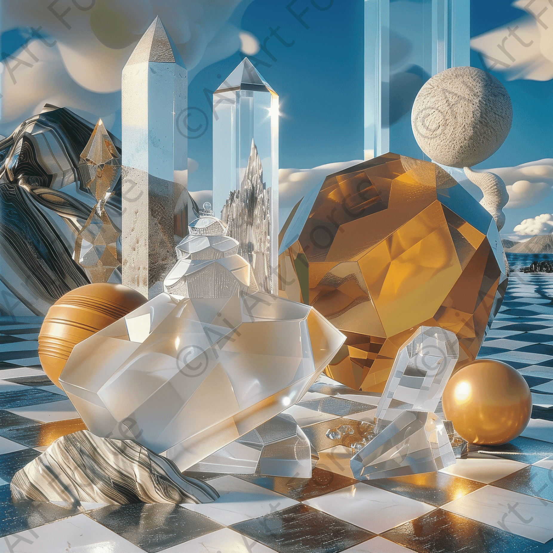 Digital Ai Artwork, of Crystal Fantasy 1, ideal for art enthusiasts and collectors.