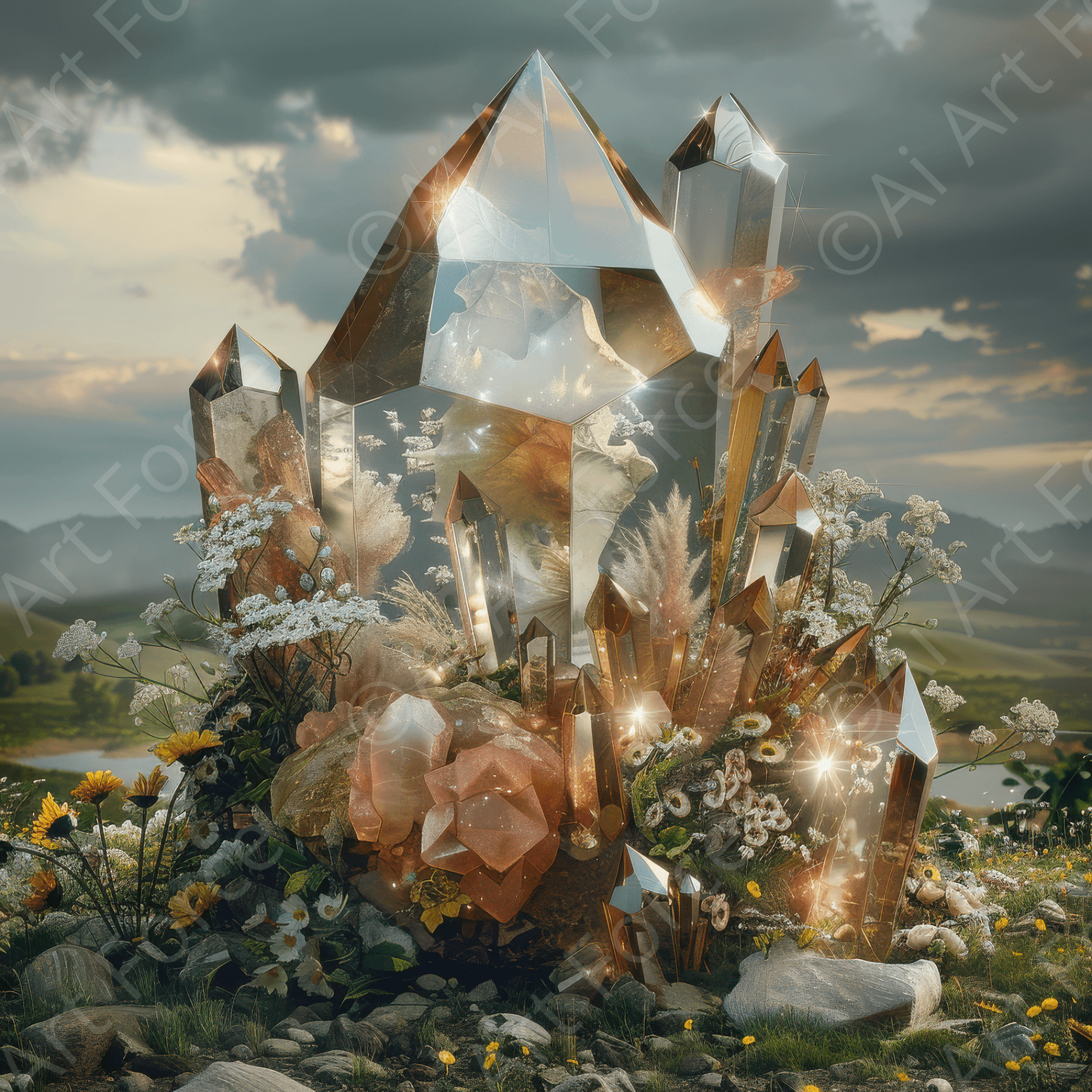 Digital Ai Artwork, of Crystal Fantasy 2, ideal for art enthusiasts and collectors.