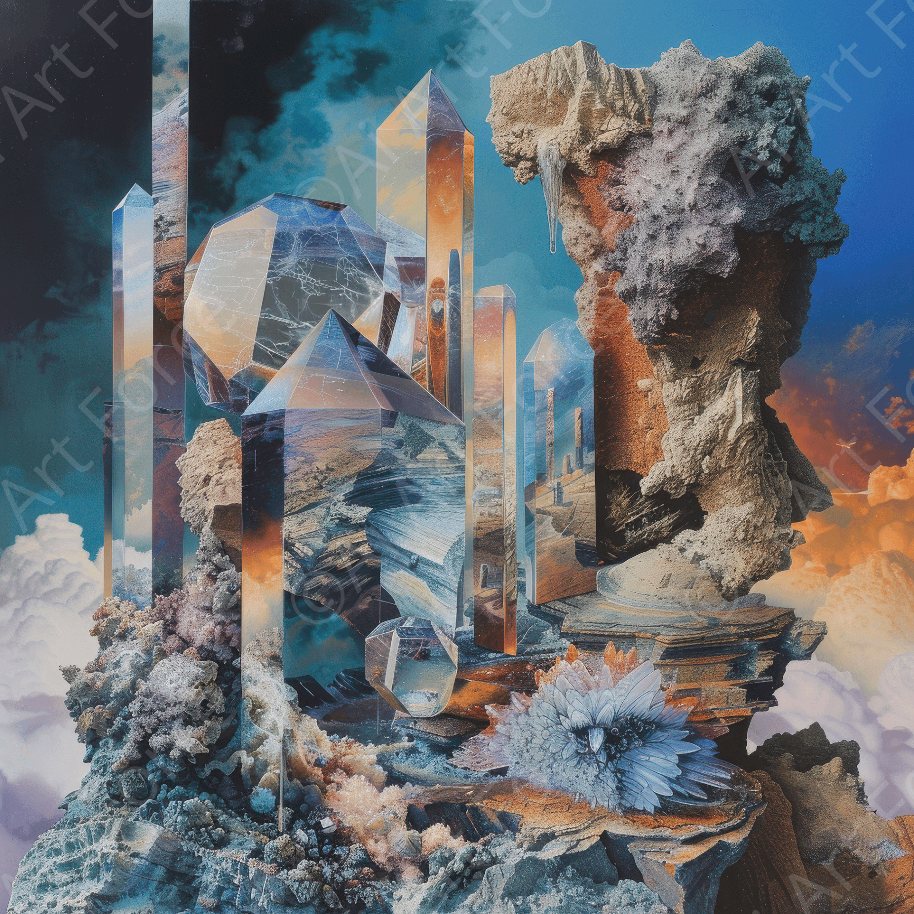 Digital Ai Artwork, of Crystal Fantasy 4, ideal for art enthusiasts and collectors.