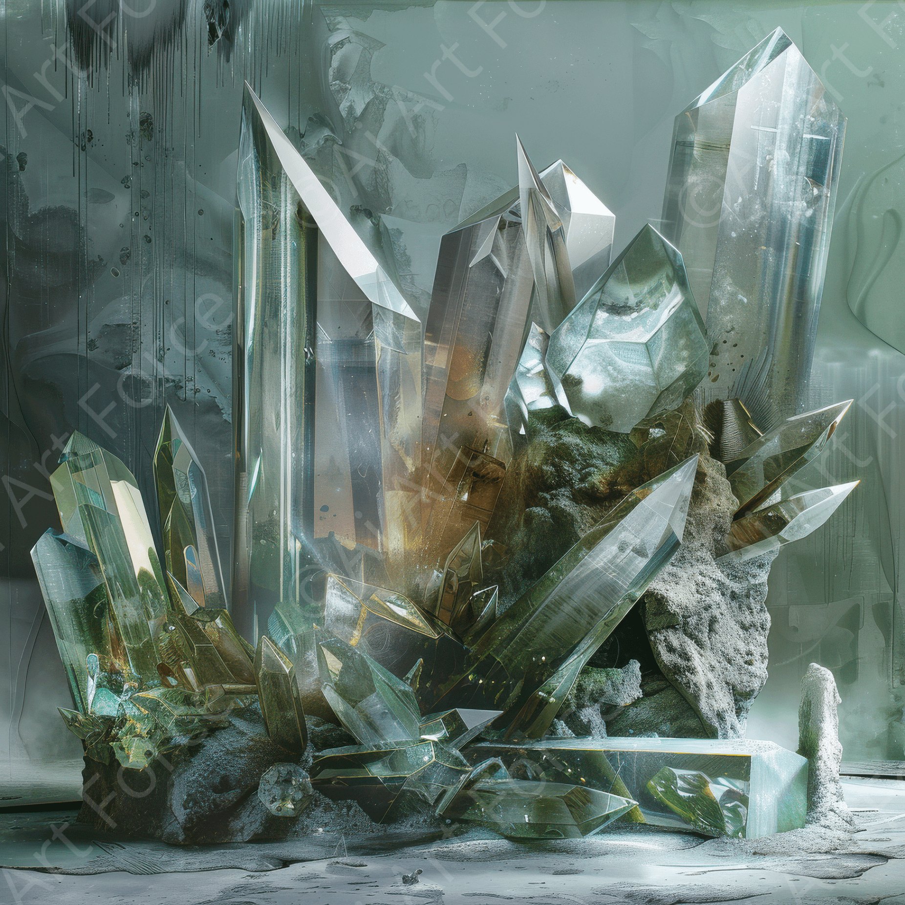 Digital Ai Artwork, of Crystal Fantasy 5, ideal for art enthusiasts and collectors.