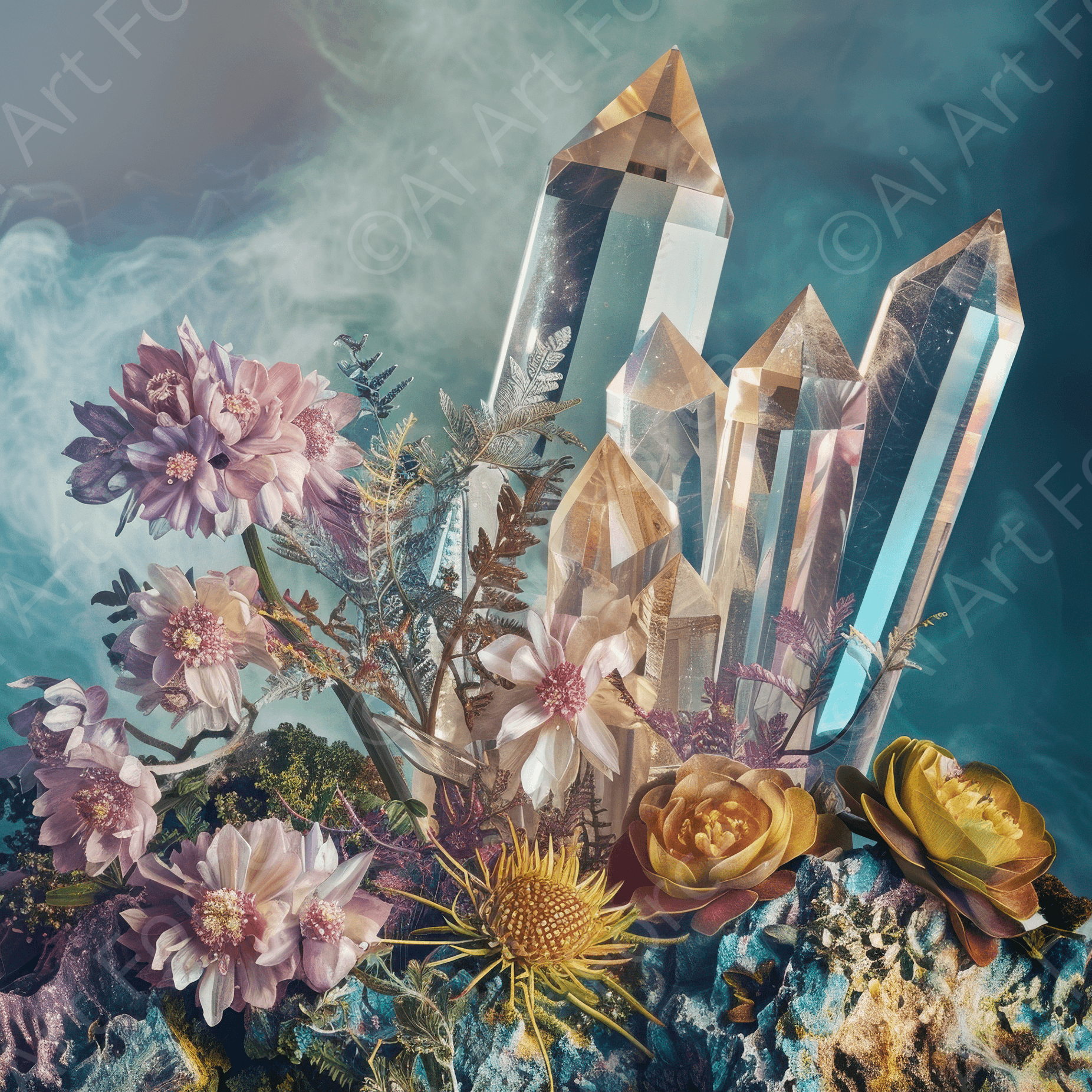Digital Ai Artwork, of Crystal Fantasy 6, ideal for art enthusiasts and collectors.