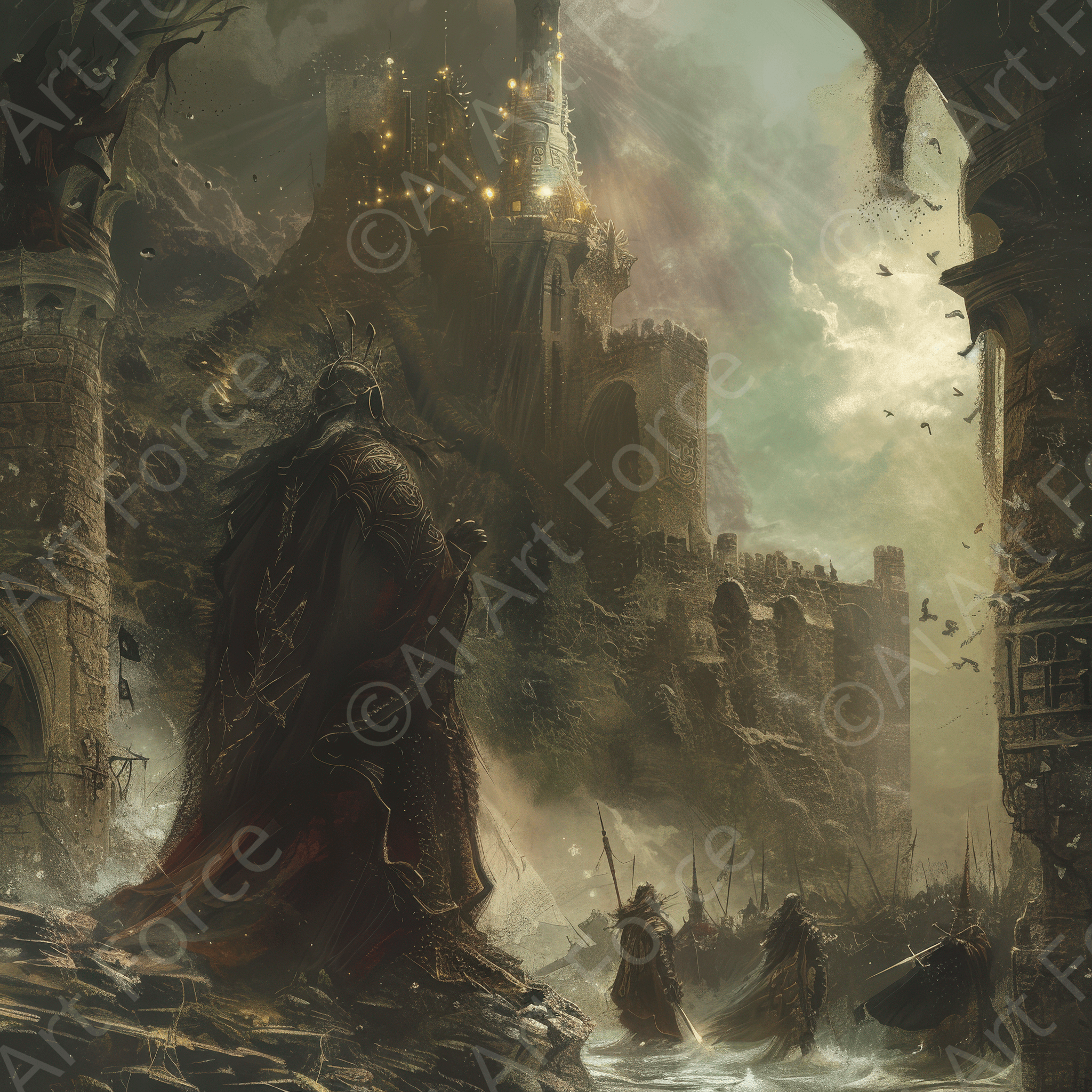 Digital Ai Artwork, of Dark medieval War Battle in Ancient times, ideal for art enthusiasts and collectors.