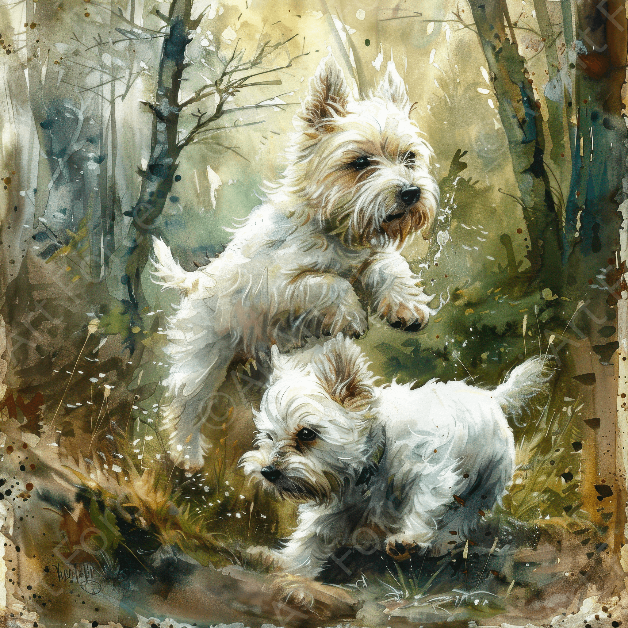 Digital Ai Artwork, of Dogs Westie Art1, ideal for art enthusiasts and collectors.