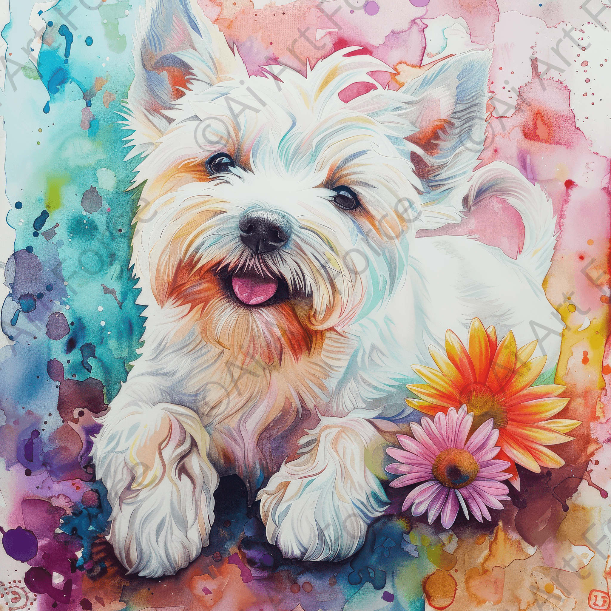 Digital Ai Artwork, of Dogs Westie Art3, ideal for art enthusiasts and collectors.