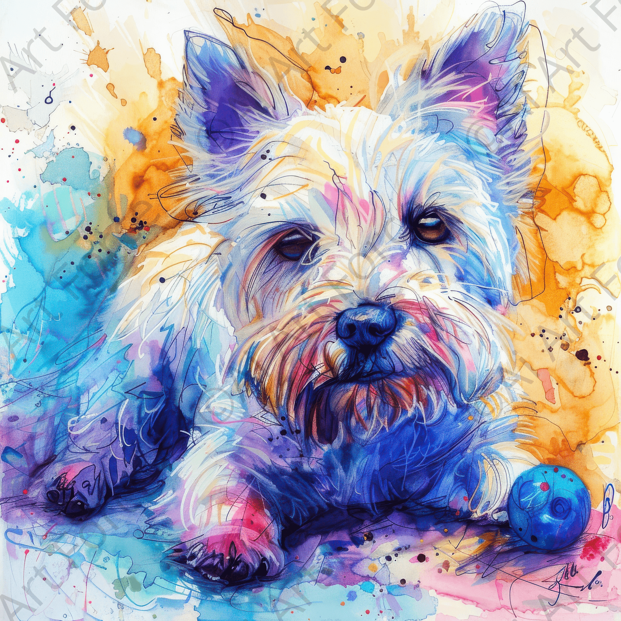 Digital Ai Artwork, of Dogs Westie Art4, ideal for art enthusiasts and collectors.
