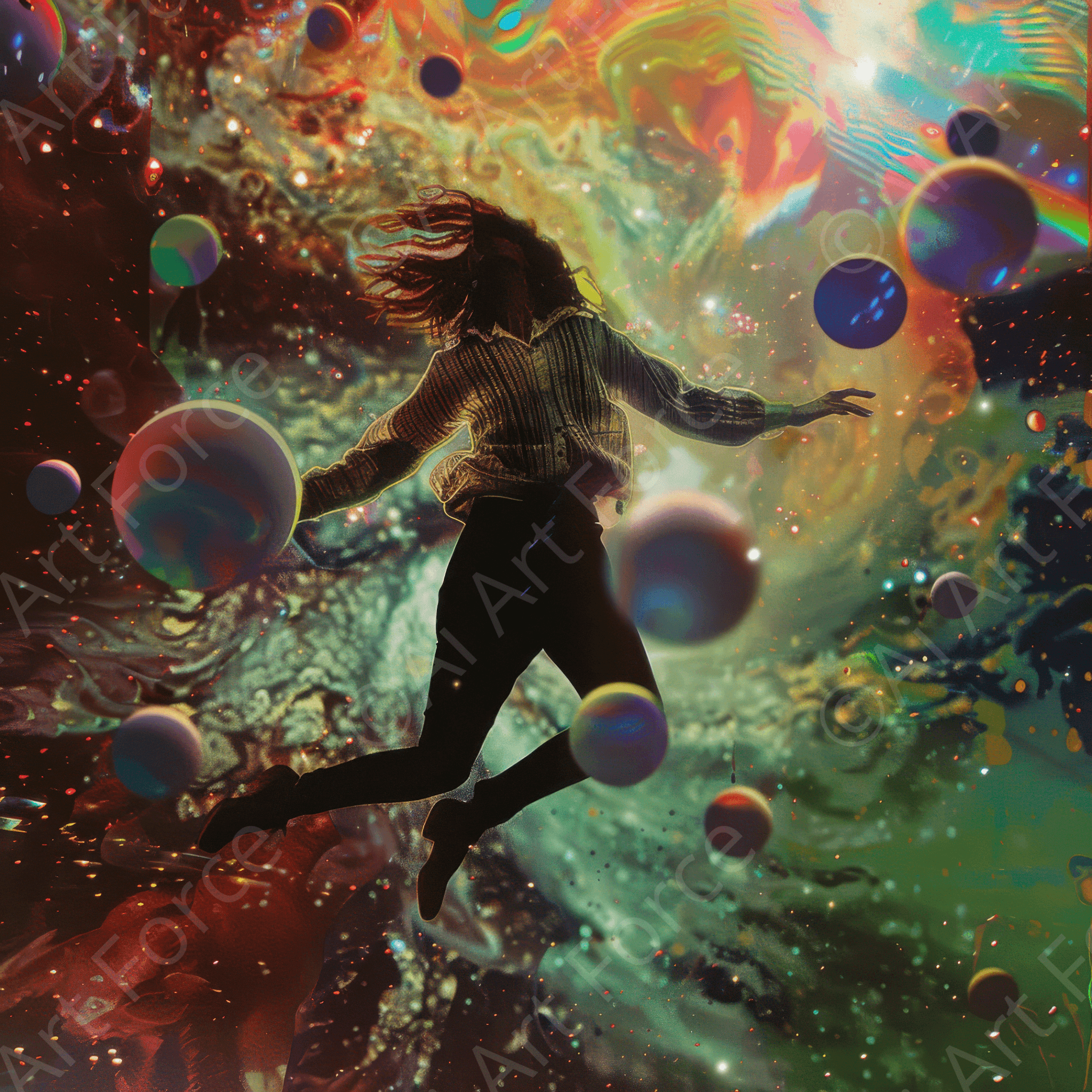 Digital Ai Artwork, of Dreamers falling for ever in to infinity, ideal for art enthusiasts and collectors.