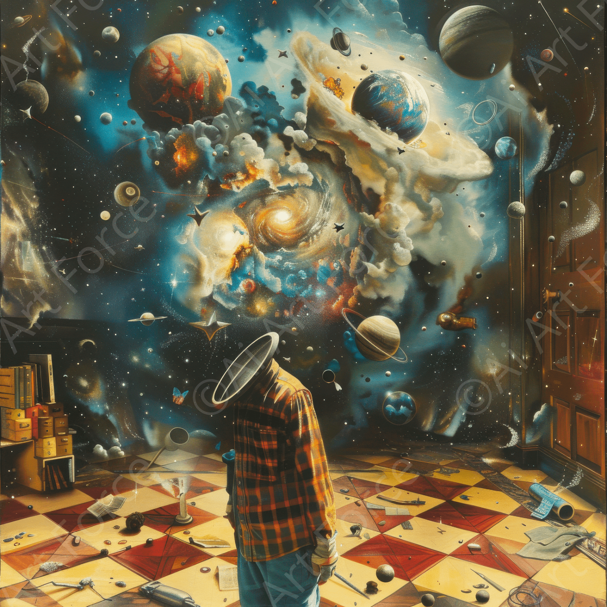 Digital Ai Artwork, of Dreaming the inside-out of space and time, ideal for art enthusiasts and collectors.