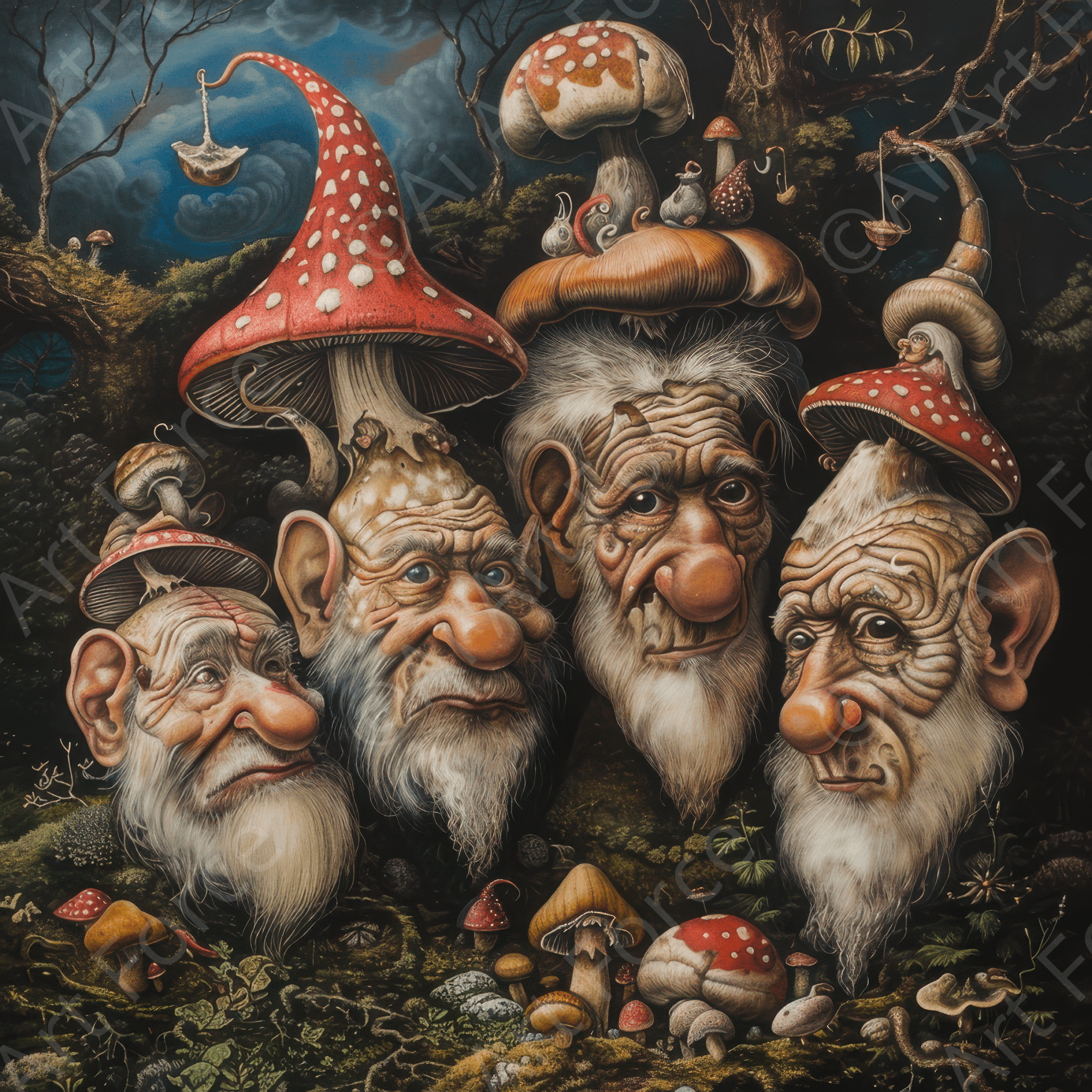 Digital Ai Artwork, of Dwarfs take over your mind and control you 3, ideal for art enthusiasts and collectors.