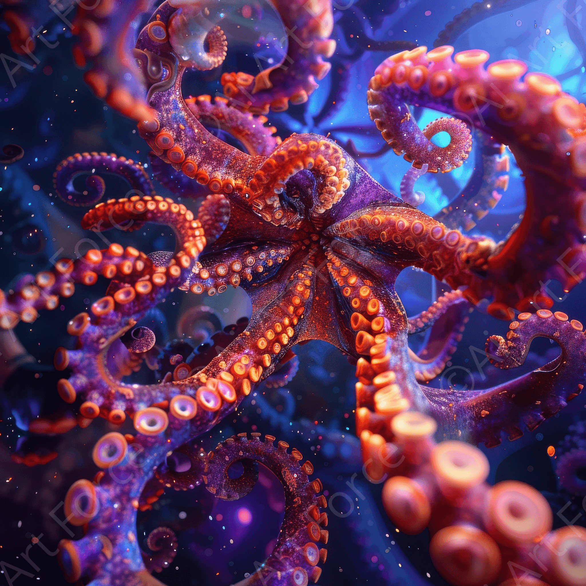 Digital Ai Artwork, of Fantasy mighty Octopus, ideal for art enthusiasts and collectors.