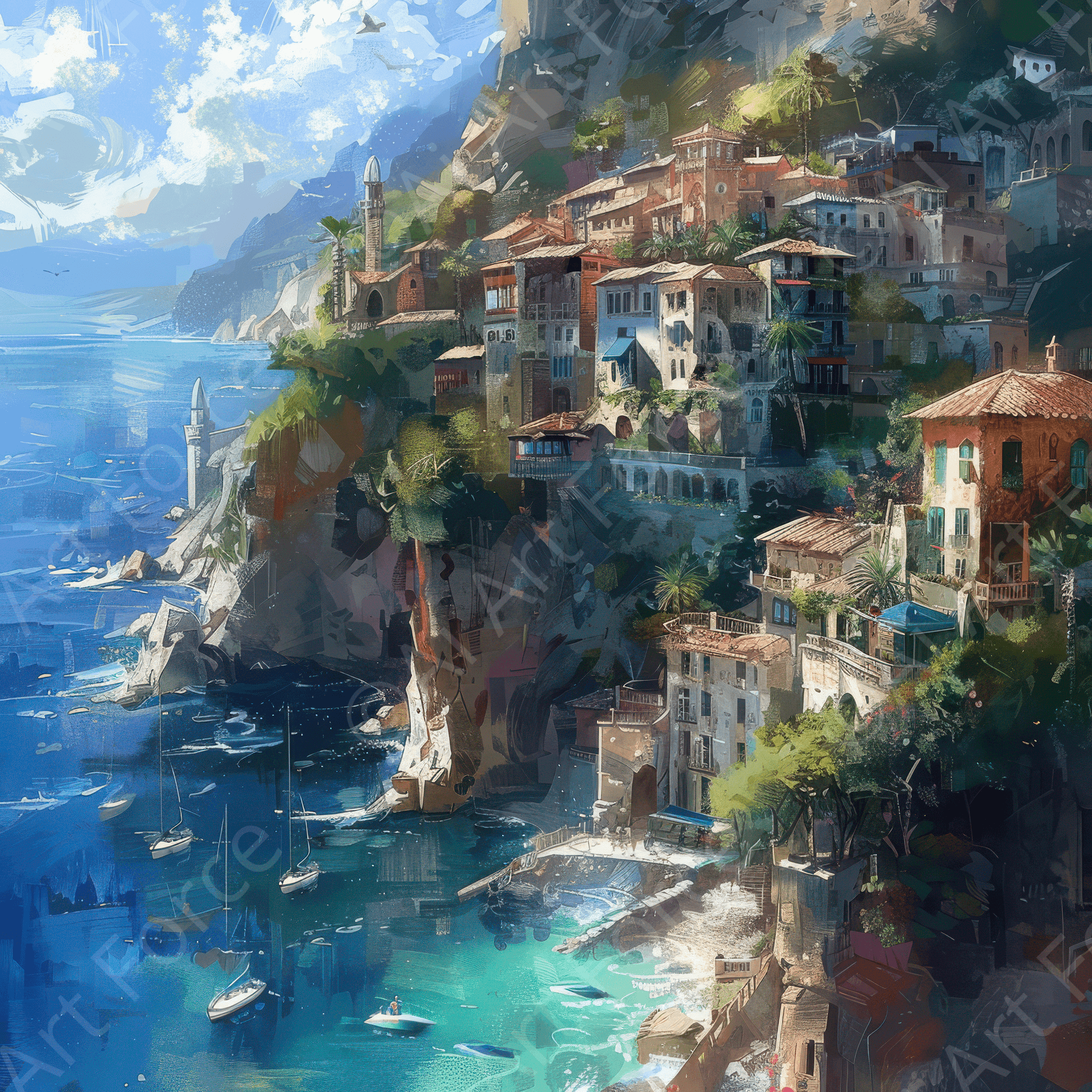 Digital Ai Artwork, of Impressionism best beautiful holiday locations 3, ideal for art enthusiasts and collectors.