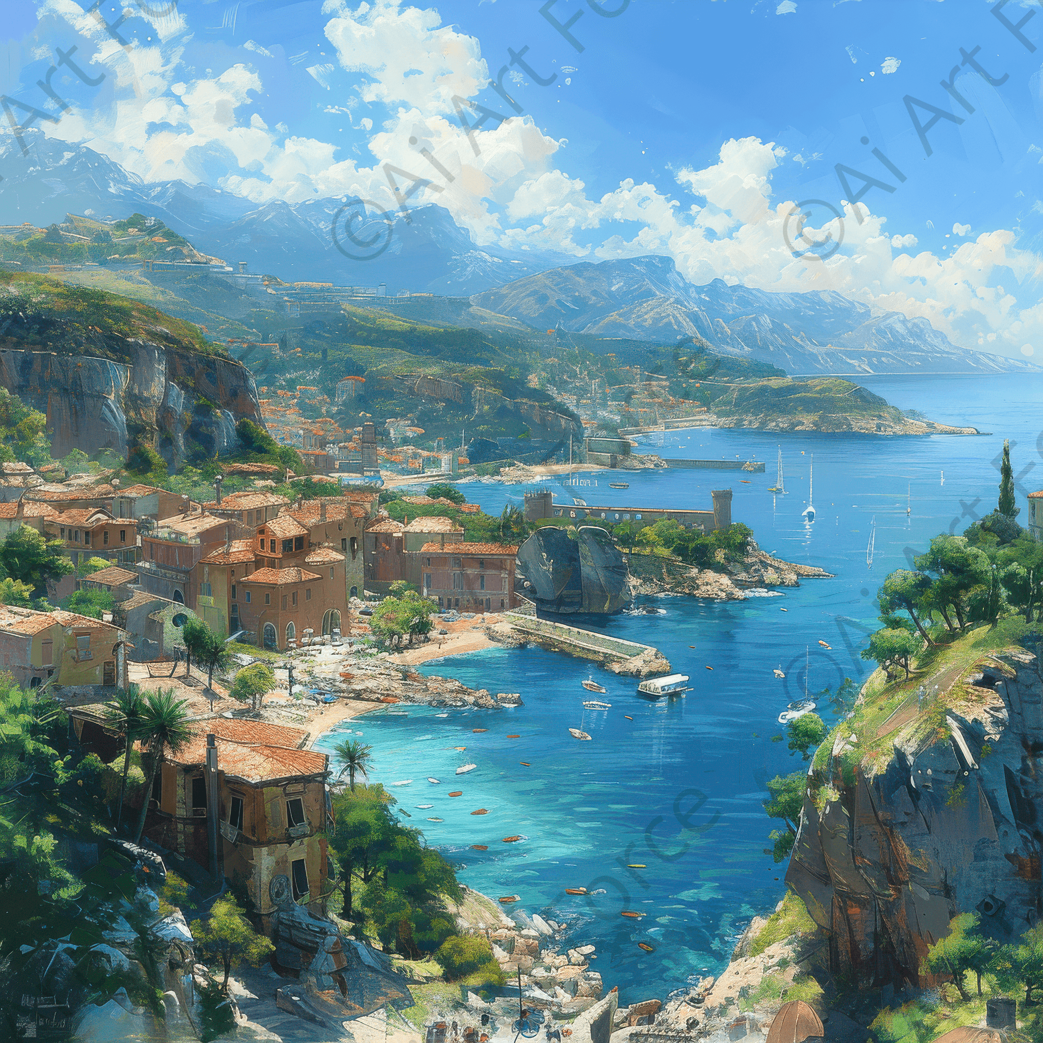 Digital Ai Artwork, of Impressionism best beautiful holiday locations 4, ideal for art enthusiasts and collectors.