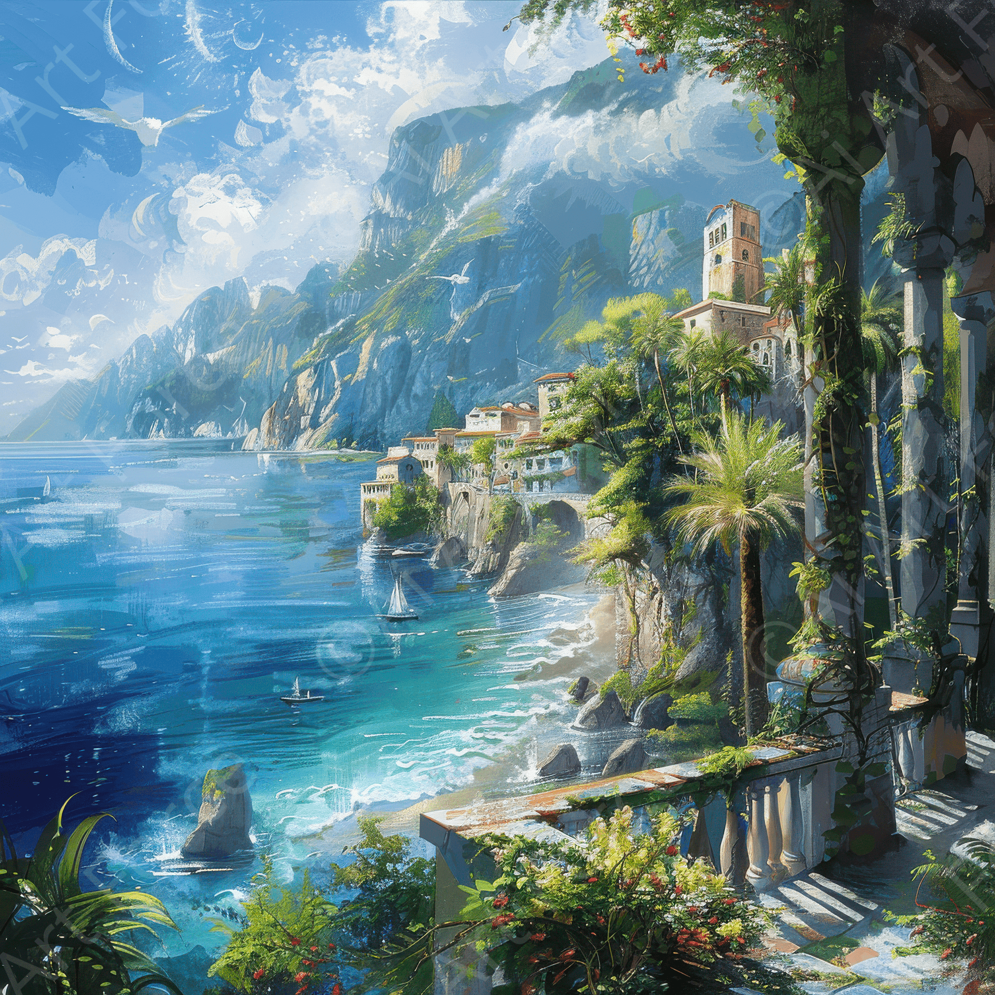 Digital Ai Artwork, of Impressionism best beautiful holiday locations 5, ideal for art enthusiasts and collectors.