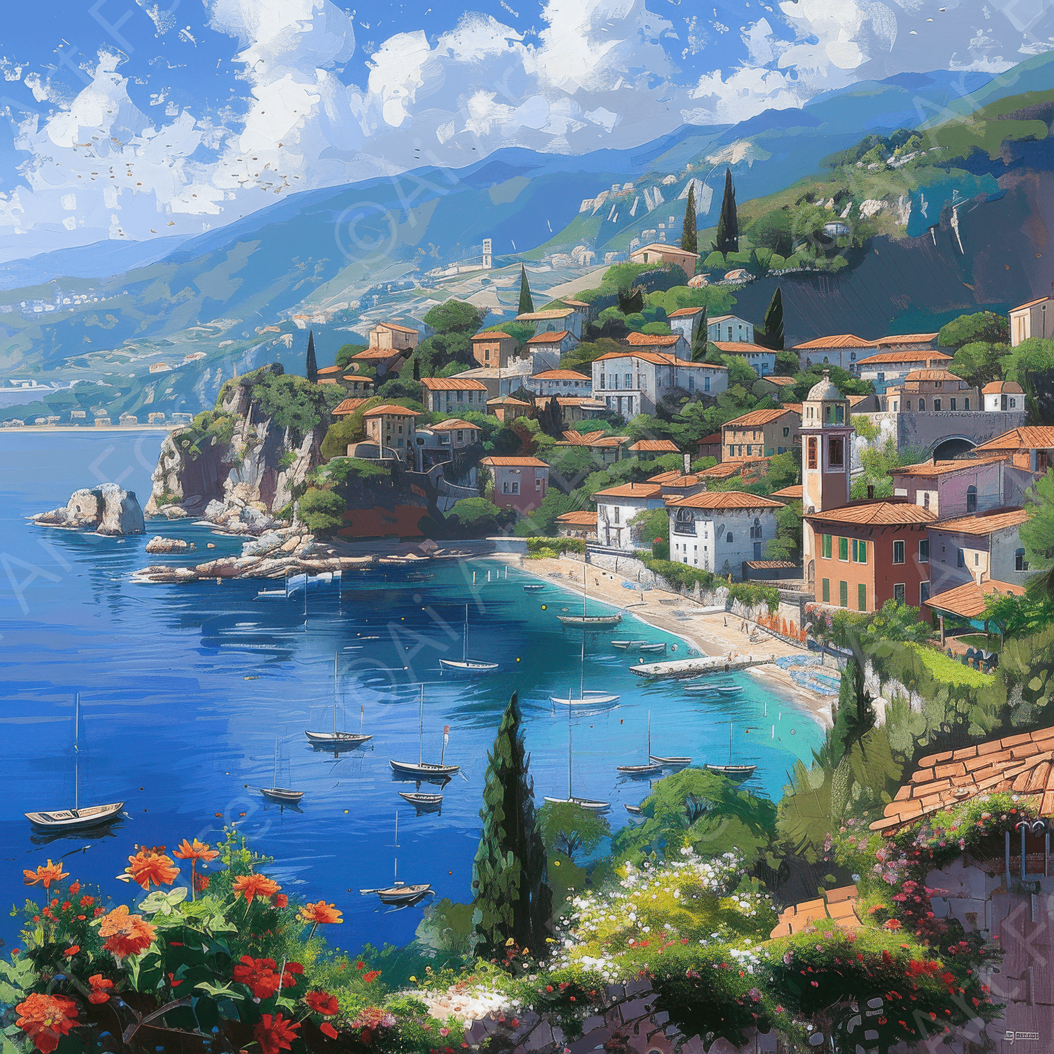 Digital Ai Artwork, of Impressionism best beautiful holiday locations 6, ideal for art enthusiasts and collectors.