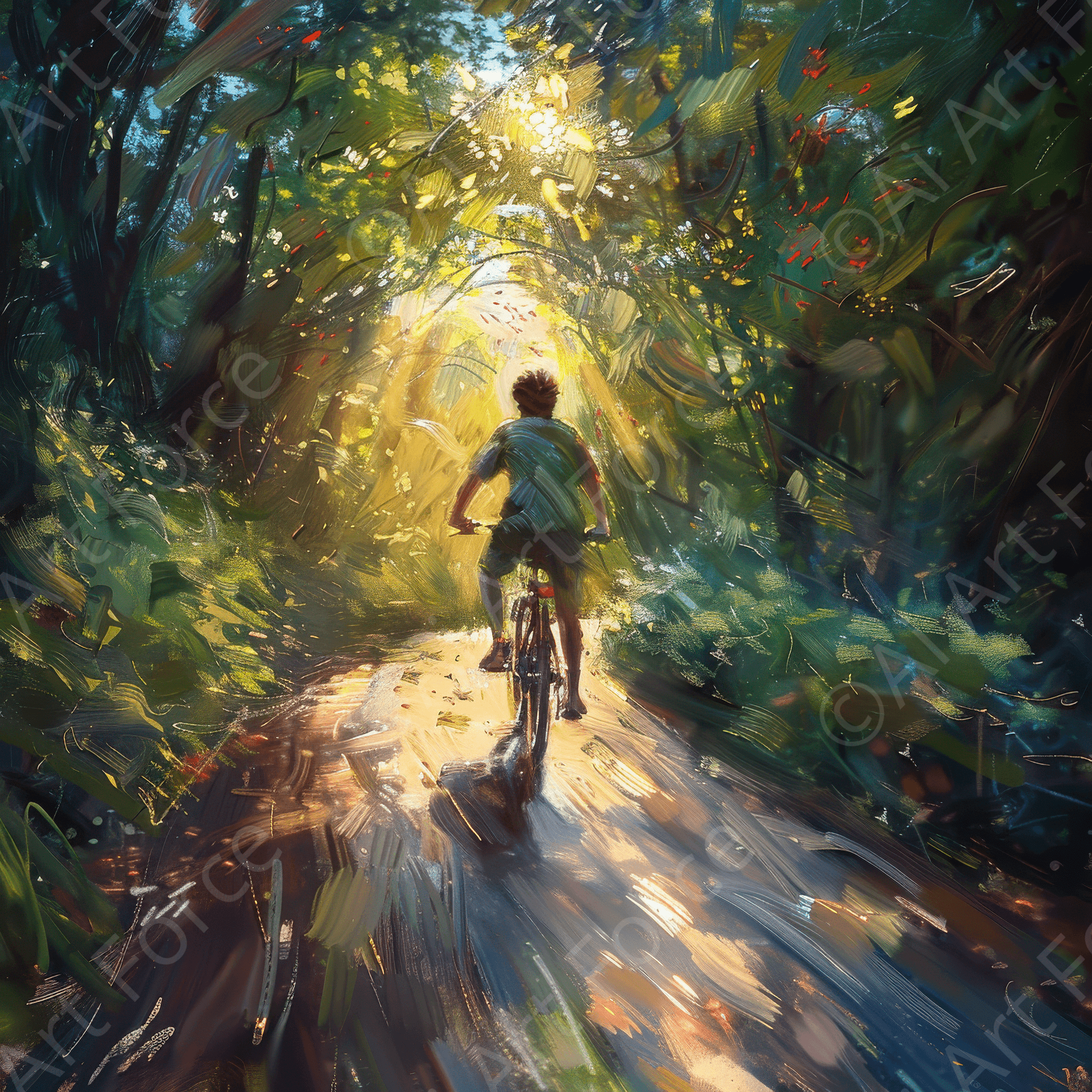 Digital Ai Artwork, of Impressionism cycling through beautiful nature 4, ideal for art enthusiasts and collectors.