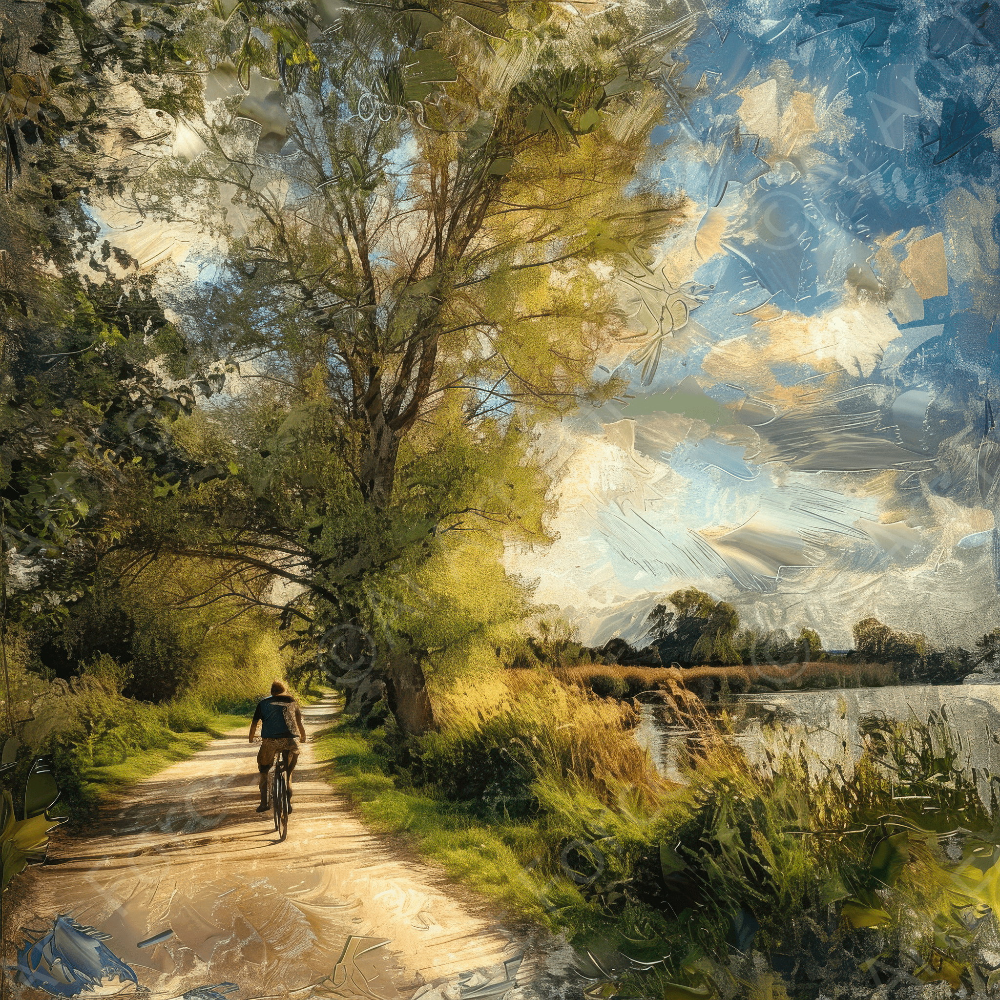 Digital Ai Artwork, of Impressionism cycling through beautiful nature 8, ideal for art enthusiasts and collectors.