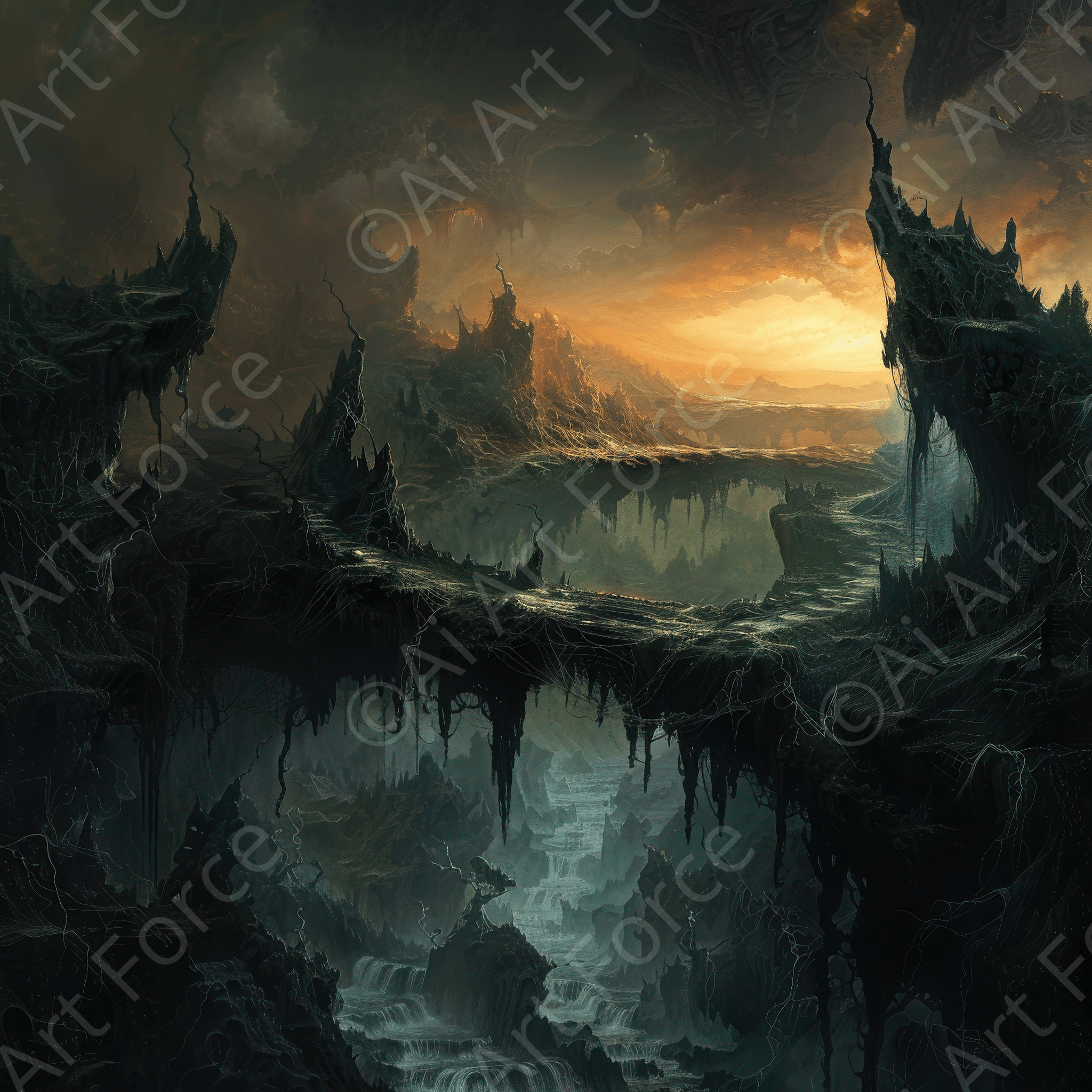 Digital Ai Artwork, of Land of the Underworld, ideal for art enthusiasts and collectors.