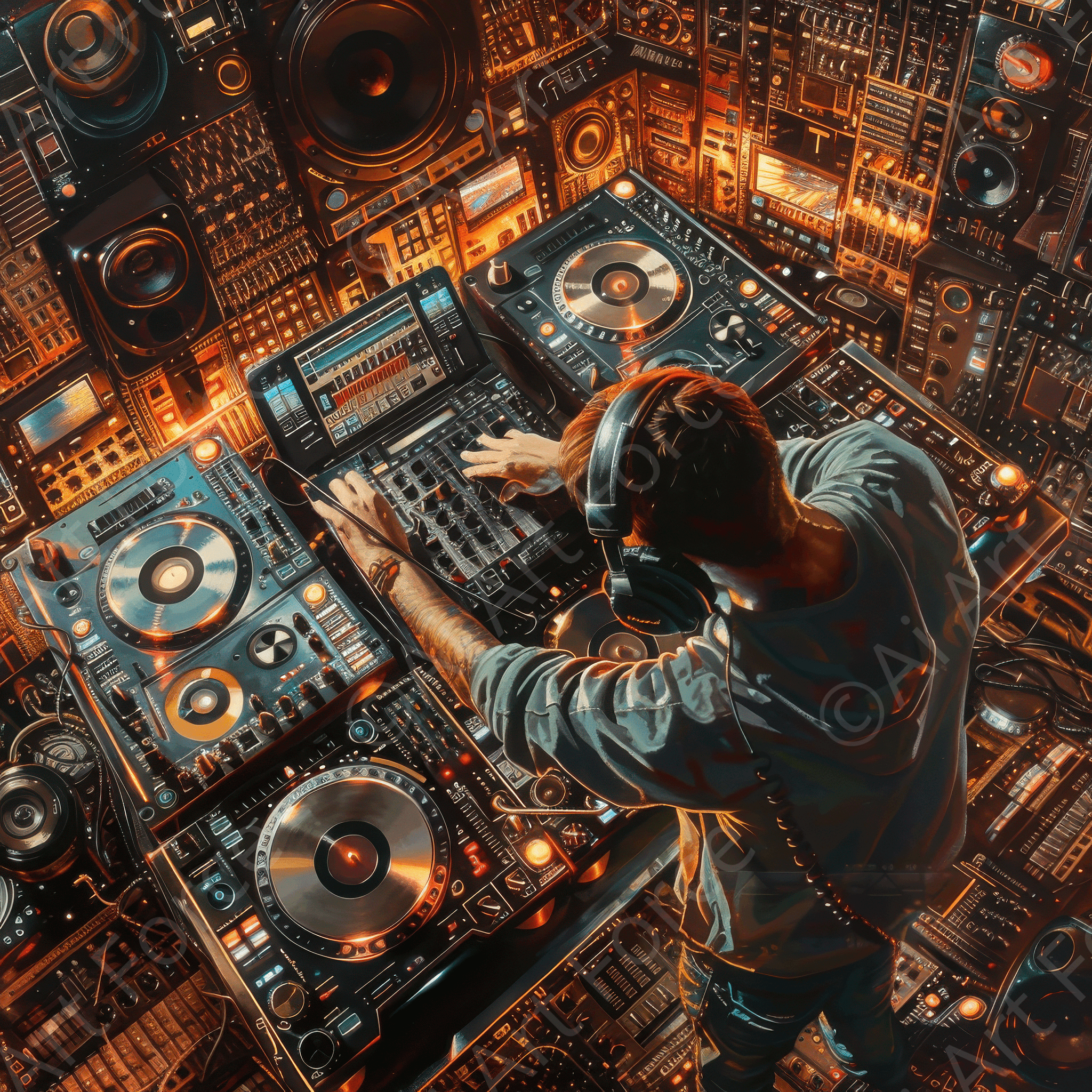 Digital Ai Artwork, of Music Art Dj 1, ideal for art enthusiasts and collectors.