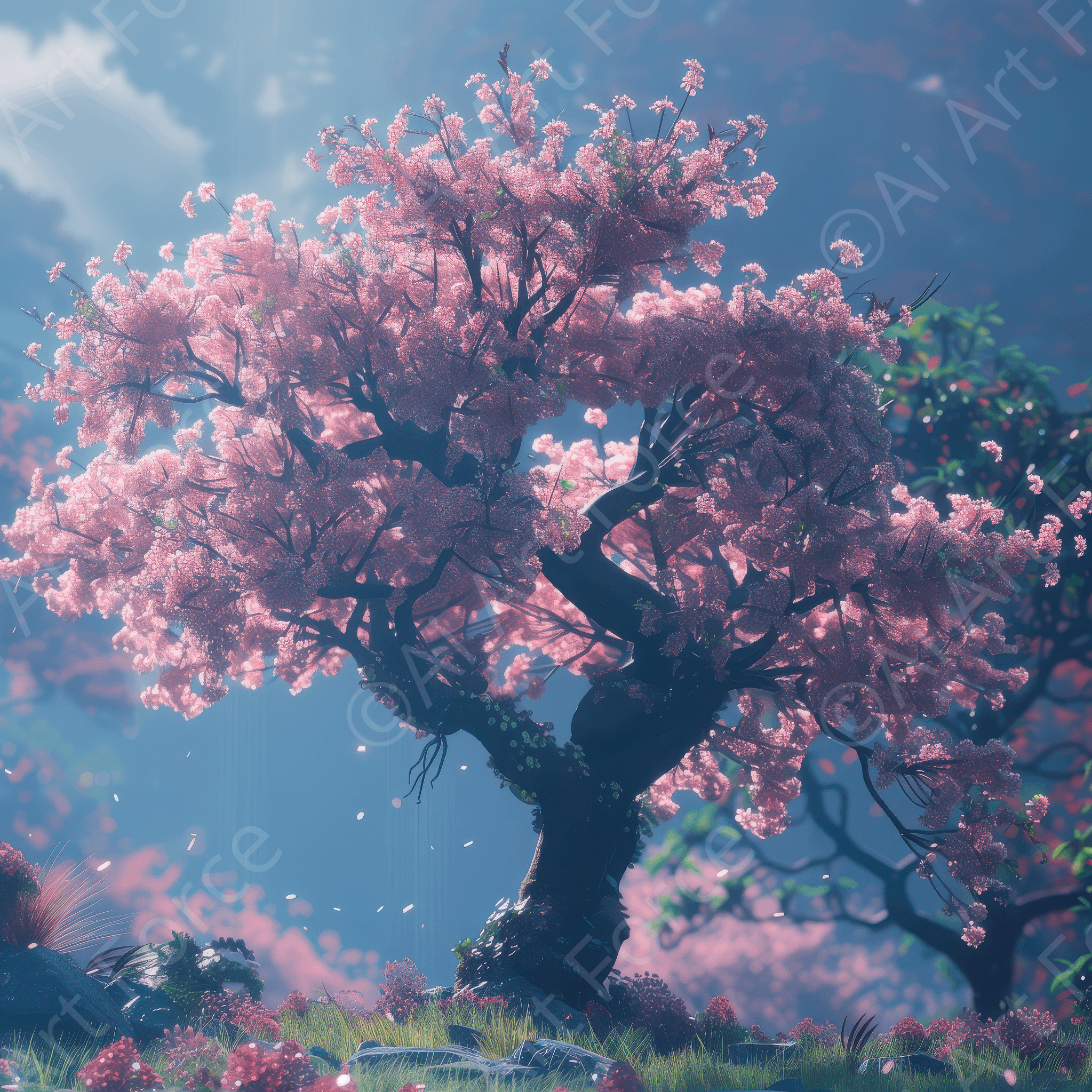 Digital Ai Artwork, of Nature Tree Blossom, ideal for art enthusiasts and collectors.
