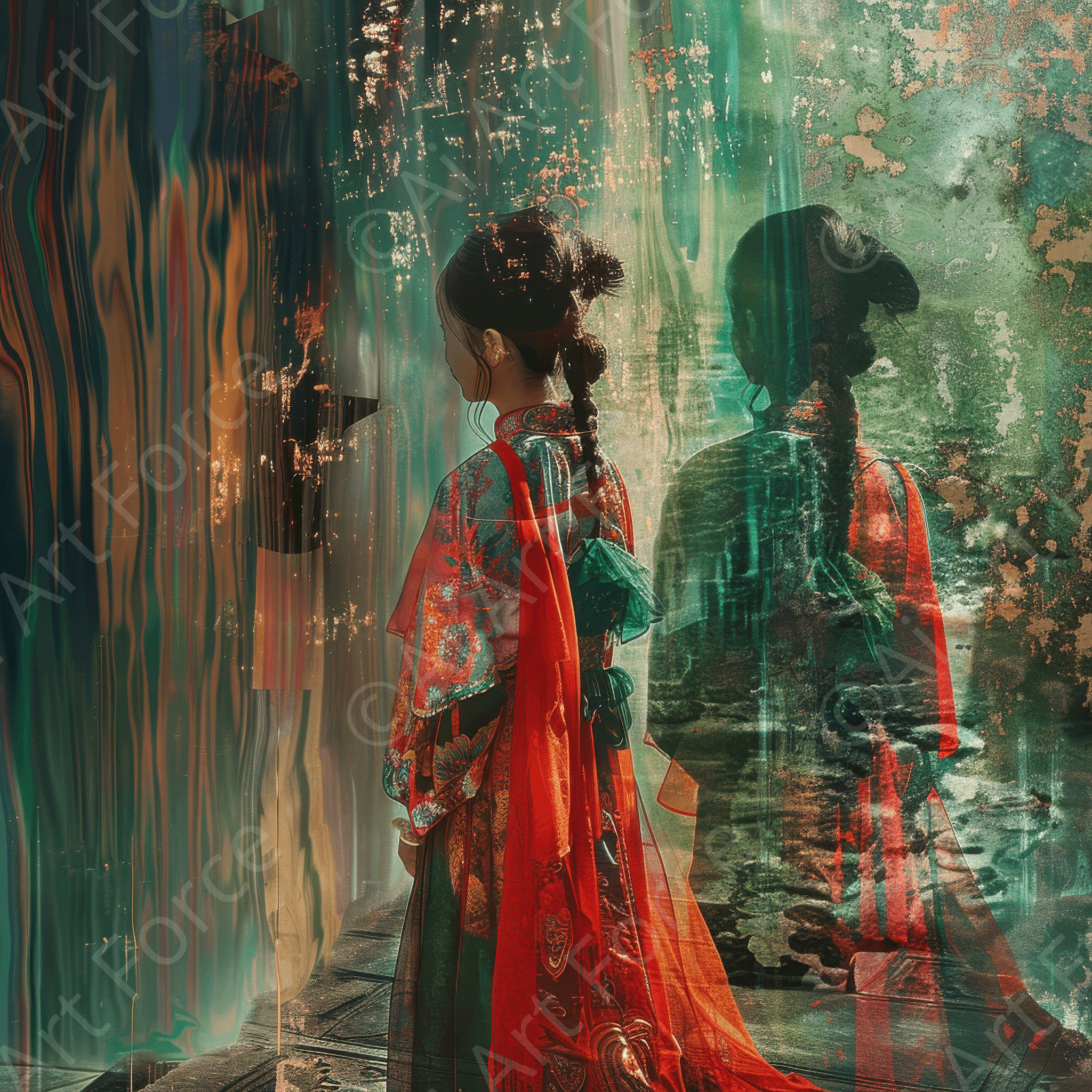 Digital Ai Artwork, of Old culture of China in abstract style 2, ideal for art enthusiasts and collectors.