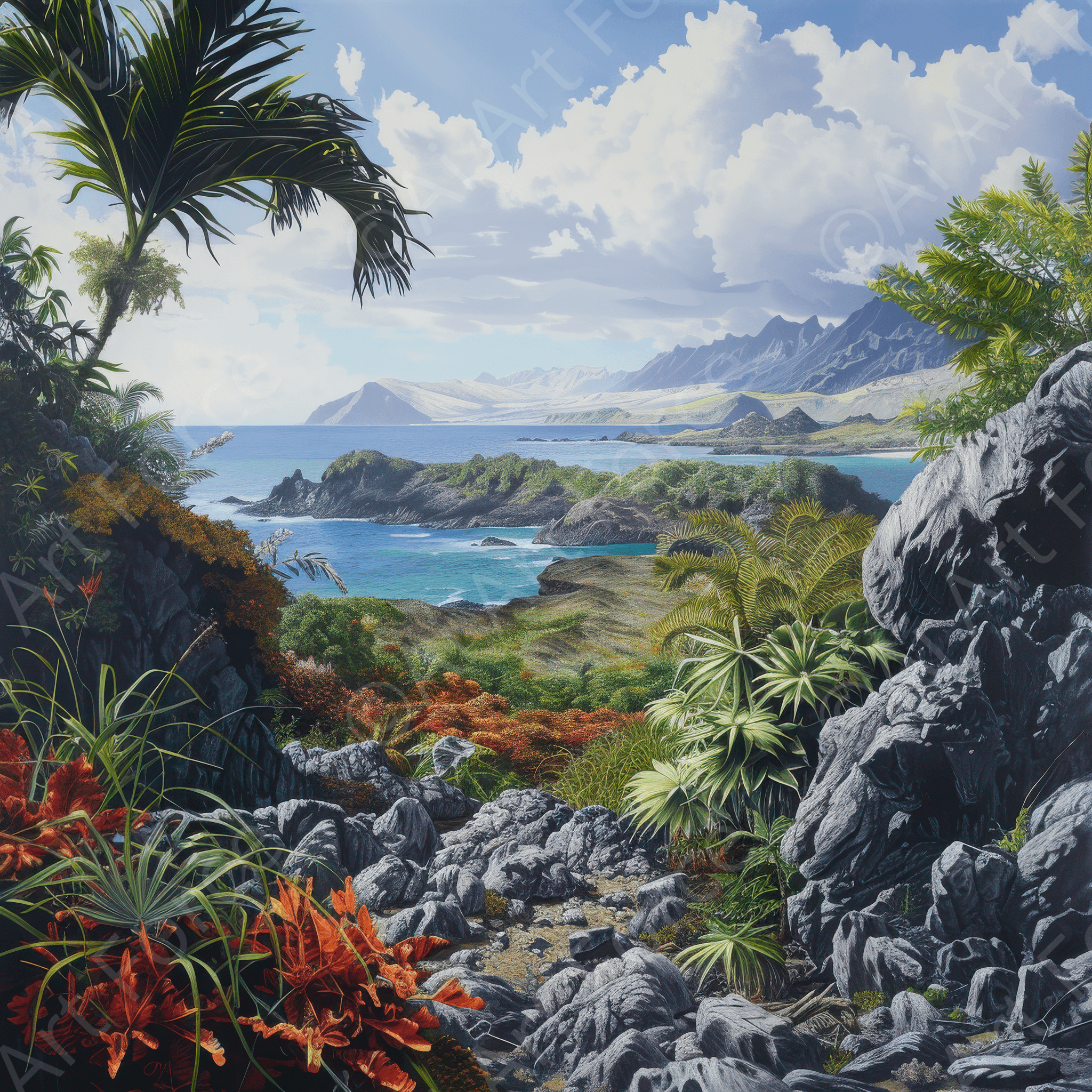 Digital Ai Artwork, of Rough Nature Galapagos 2, ideal for art enthusiasts and collectors.