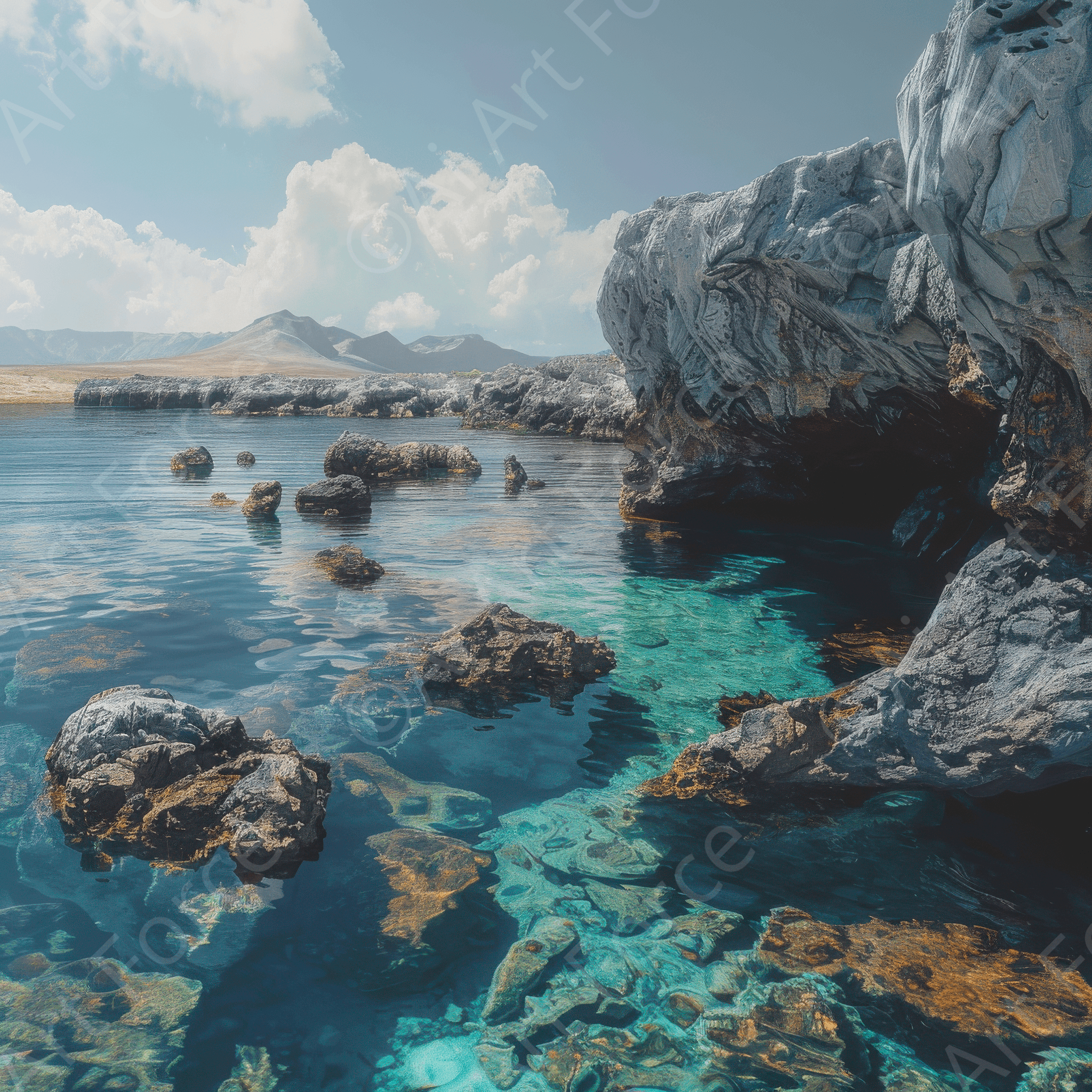 Digital Ai Artwork, of Rough Nature Galapagos 4, ideal for art enthusiasts and collectors.