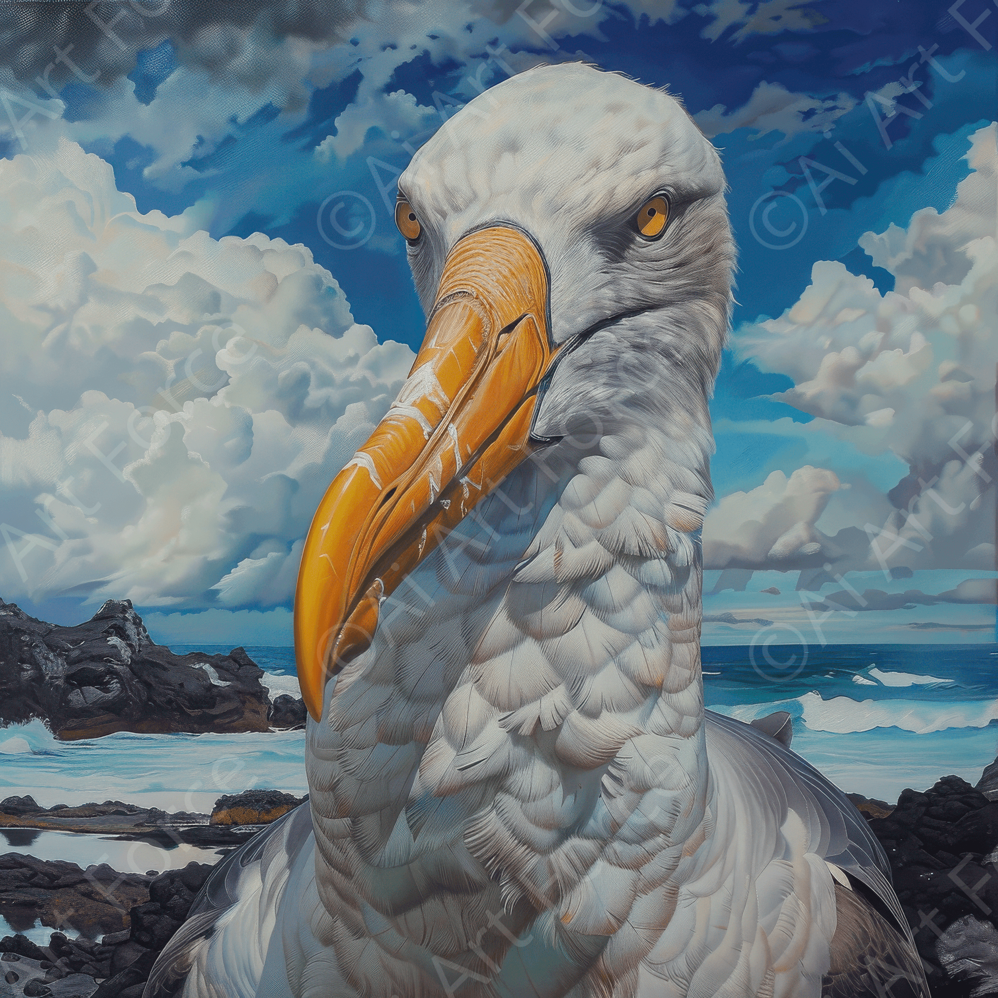 Digital Ai Artwork, of Rough Nature Galapagos Albatros 2, ideal for art enthusiasts and collectors.