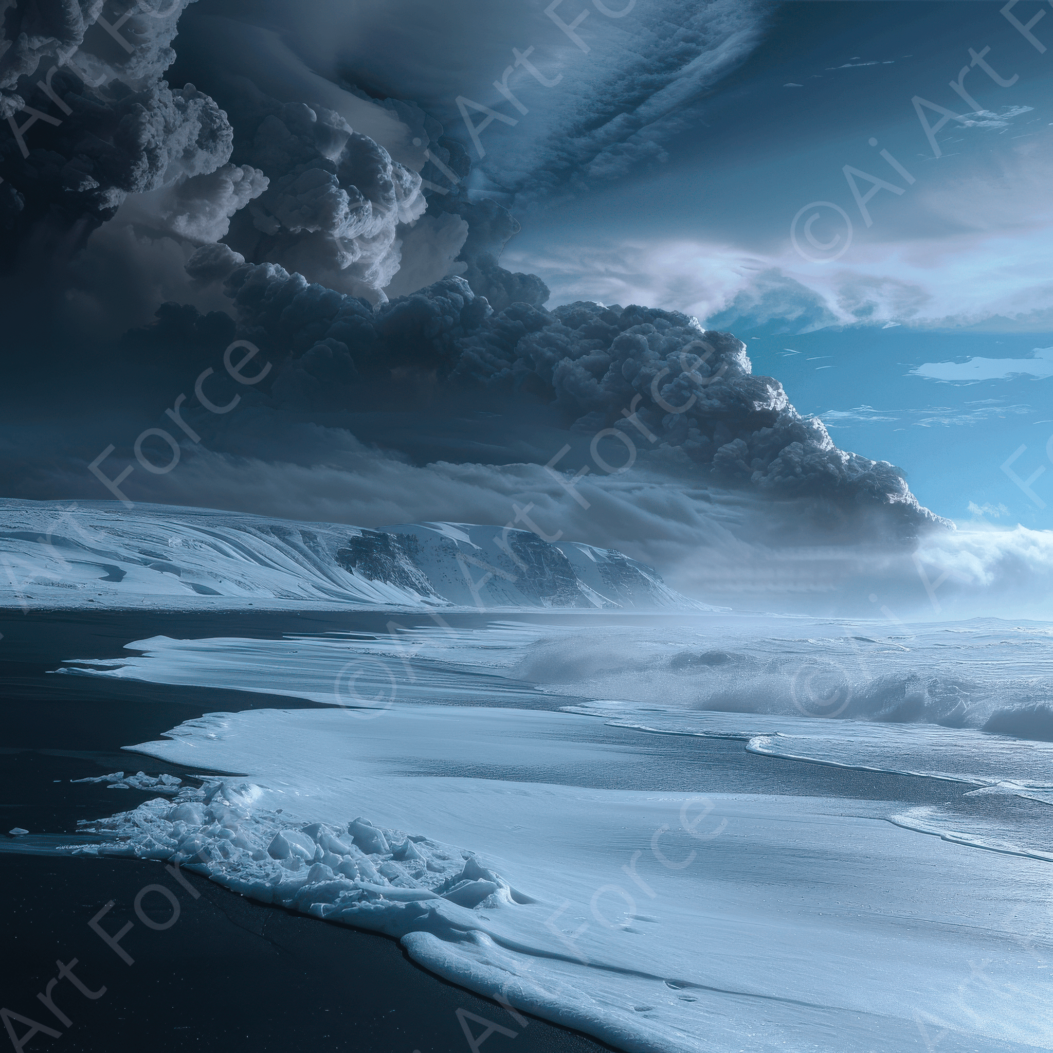 Digital Ai Artwork, of Rough Nature Iceland 4, ideal for art enthusiasts and collectors.