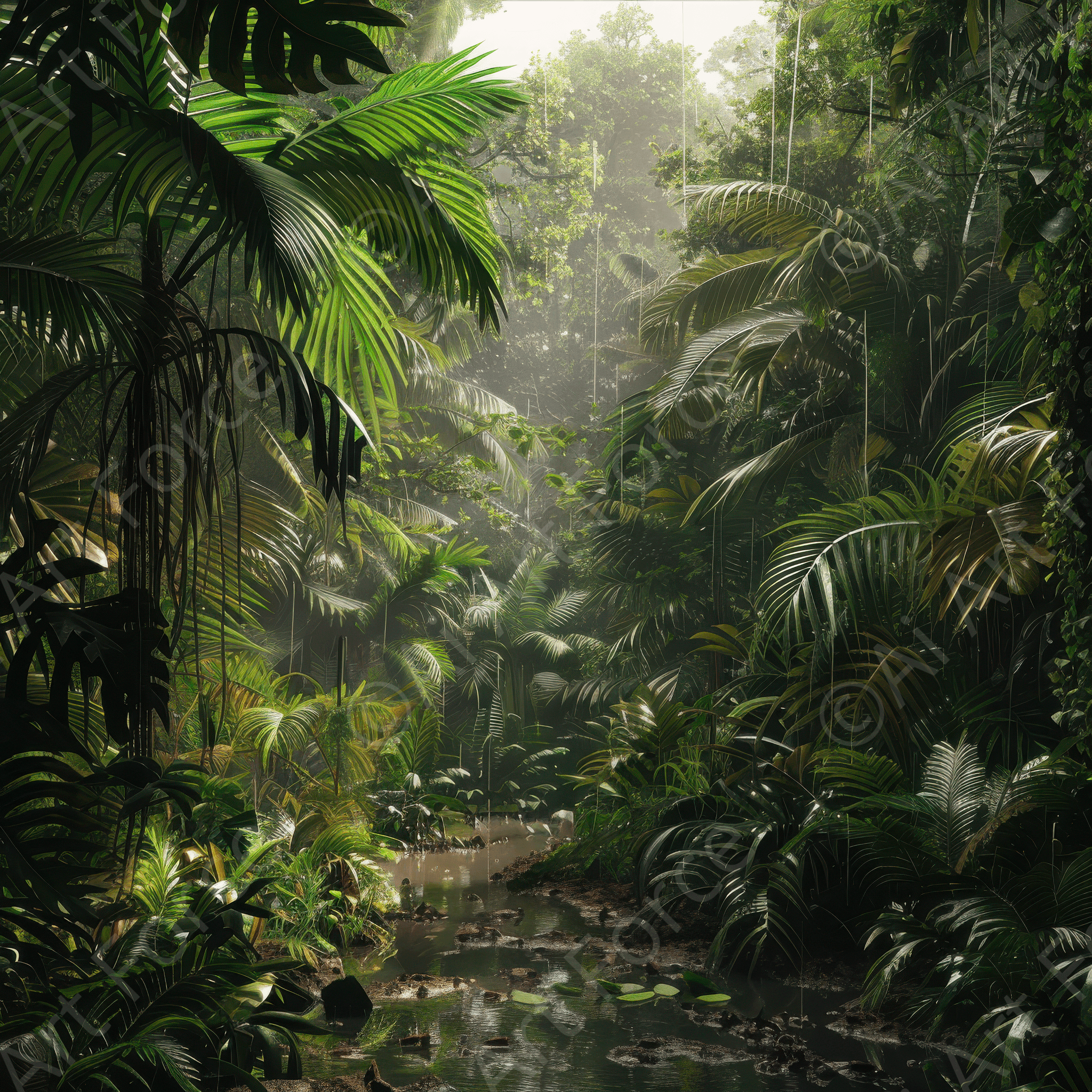 Digital Ai Artwork, of Rough Nature Jungle, ideal for art enthusiasts and collectors.