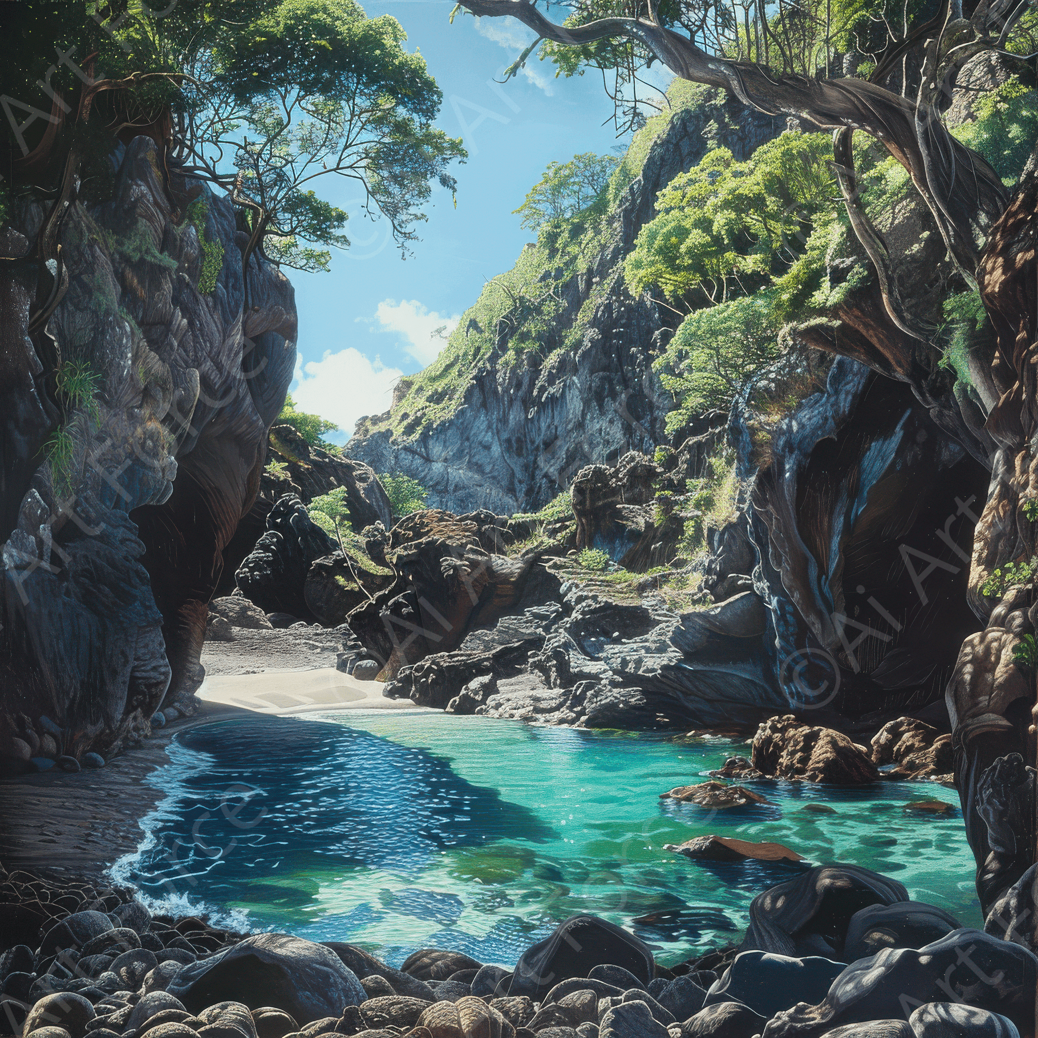 Digital Ai Artwork, of Rough Nature Jungle Paradise 2, ideal for art enthusiasts and collectors.