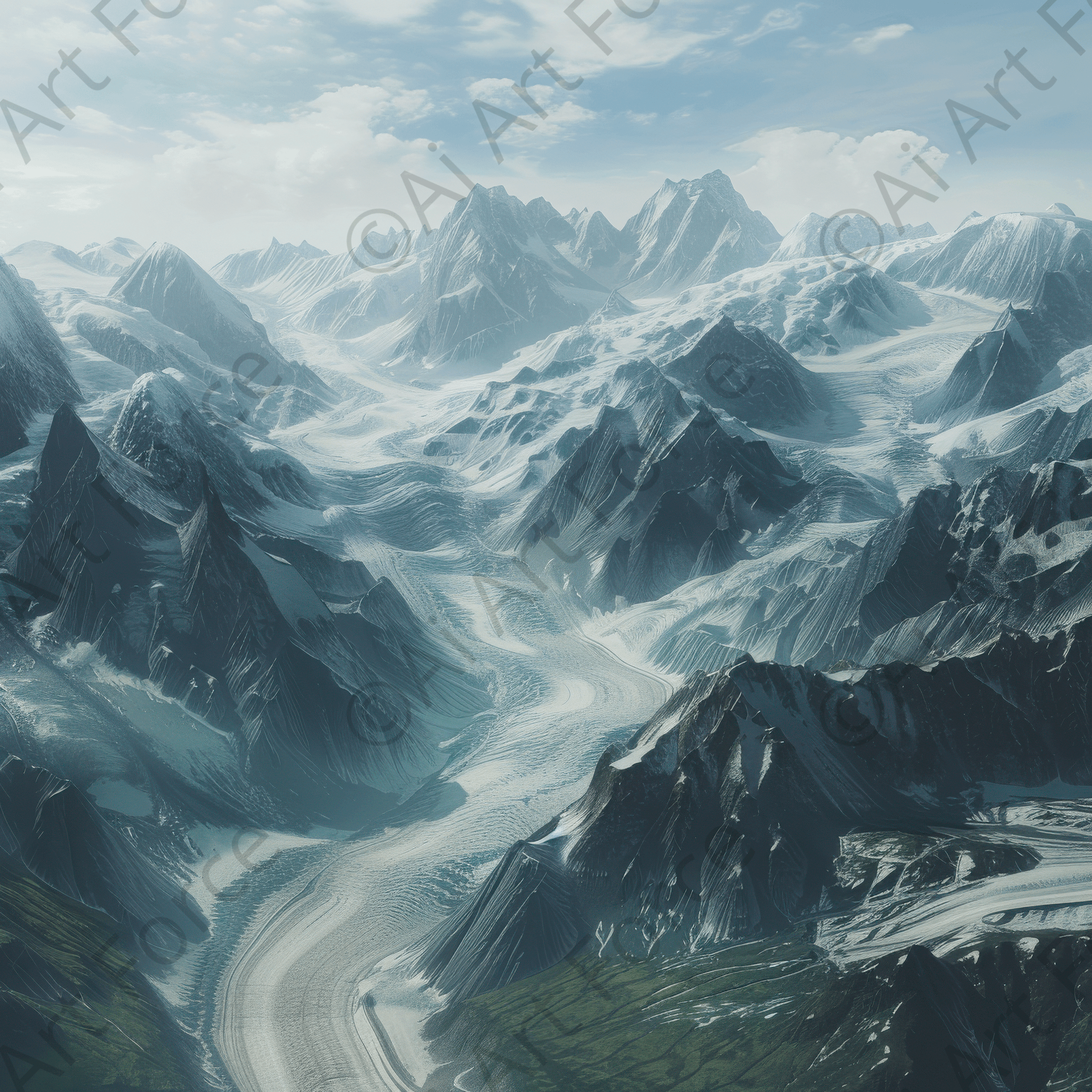 Digital Ai Artwork, of Rough Nature Mountains Alps, ideal for art enthusiasts and collectors.