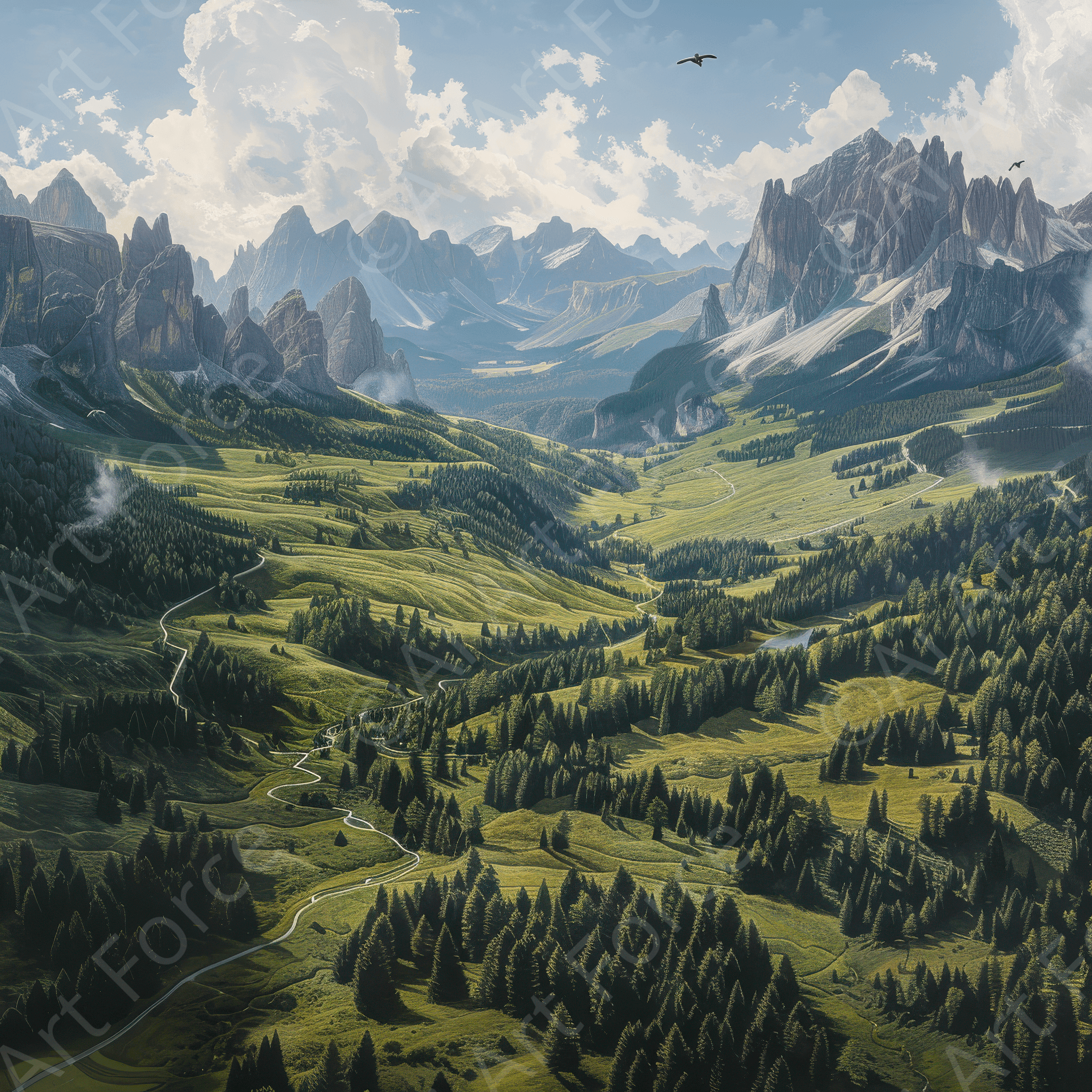 Digital Ai Artwork, of Rough Nature Mountains Dolomites, ideal for art enthusiasts and collectors.