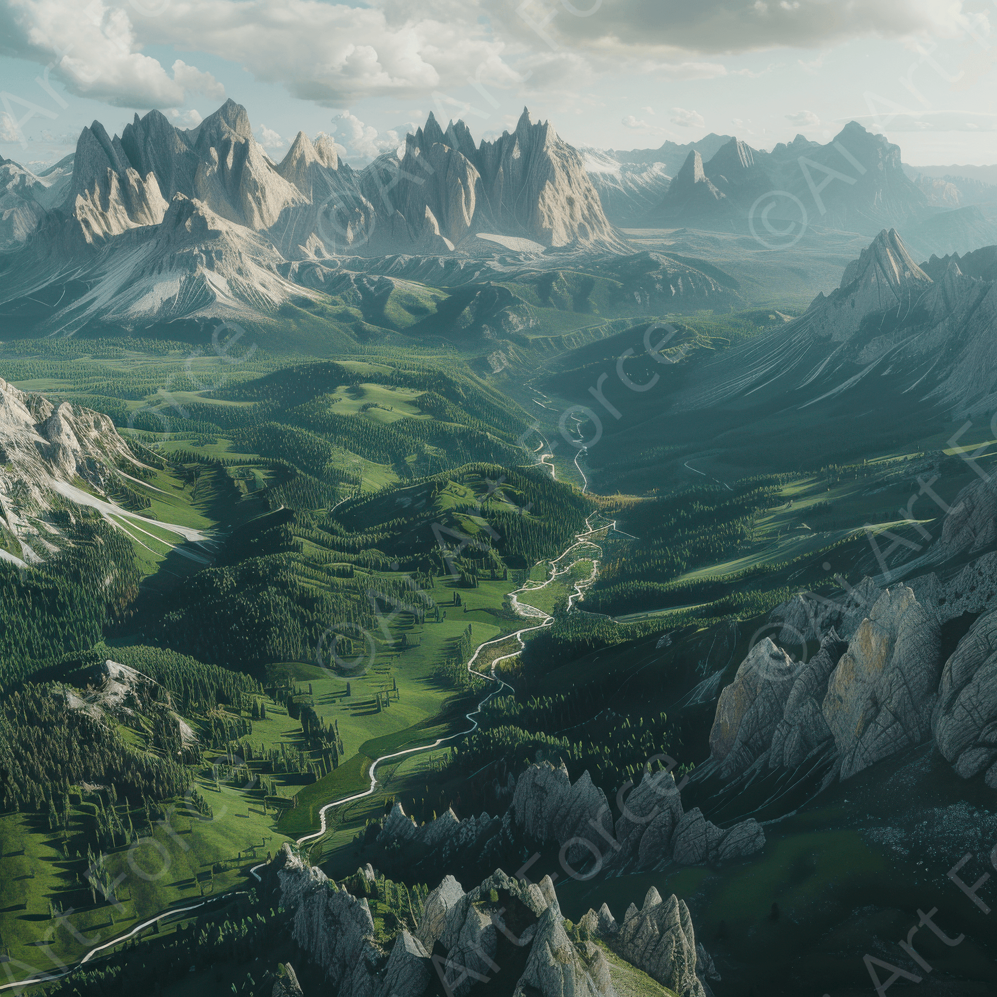 Digital Ai Artwork, of Rough Nature Mountains Dolomites 2, ideal for art enthusiasts and collectors.