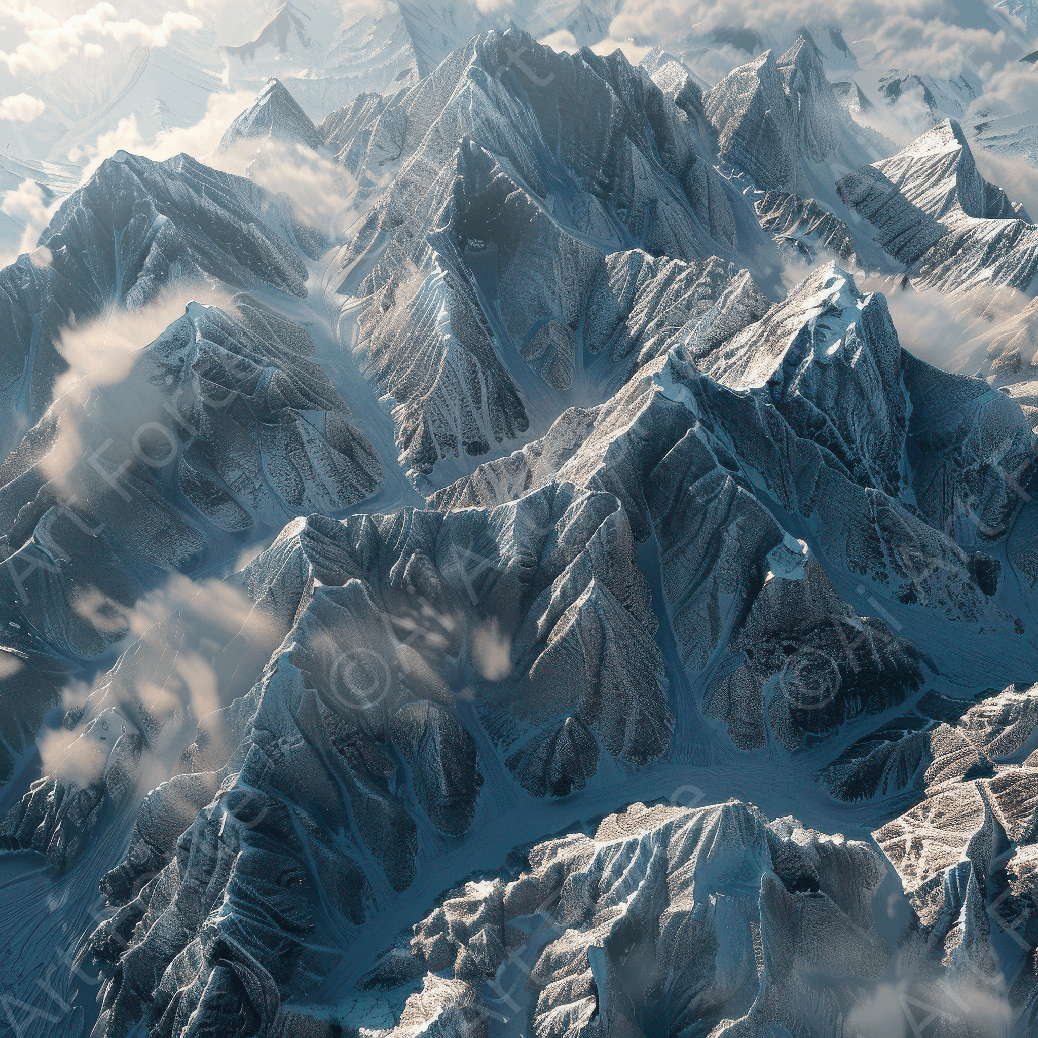 Digital Ai Artwork, of Rough Nature Mountains Himalaya, ideal for art enthusiasts and collectors.