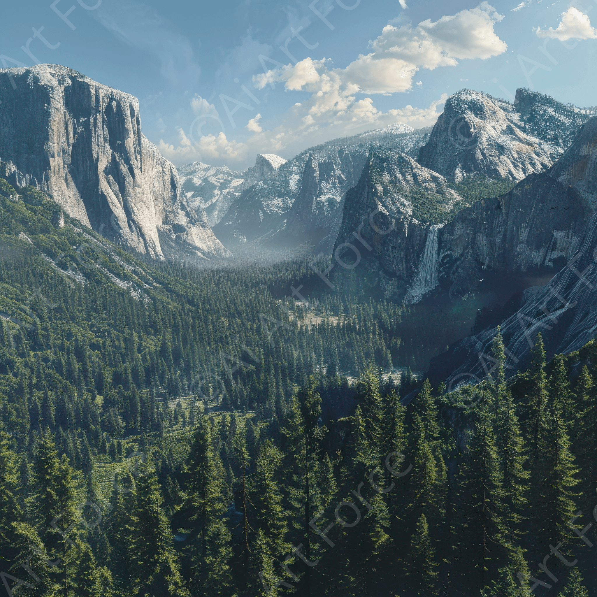 Digital Ai Artwork, of Rough Nature Mountains Yosemite, ideal for art enthusiasts and collectors.